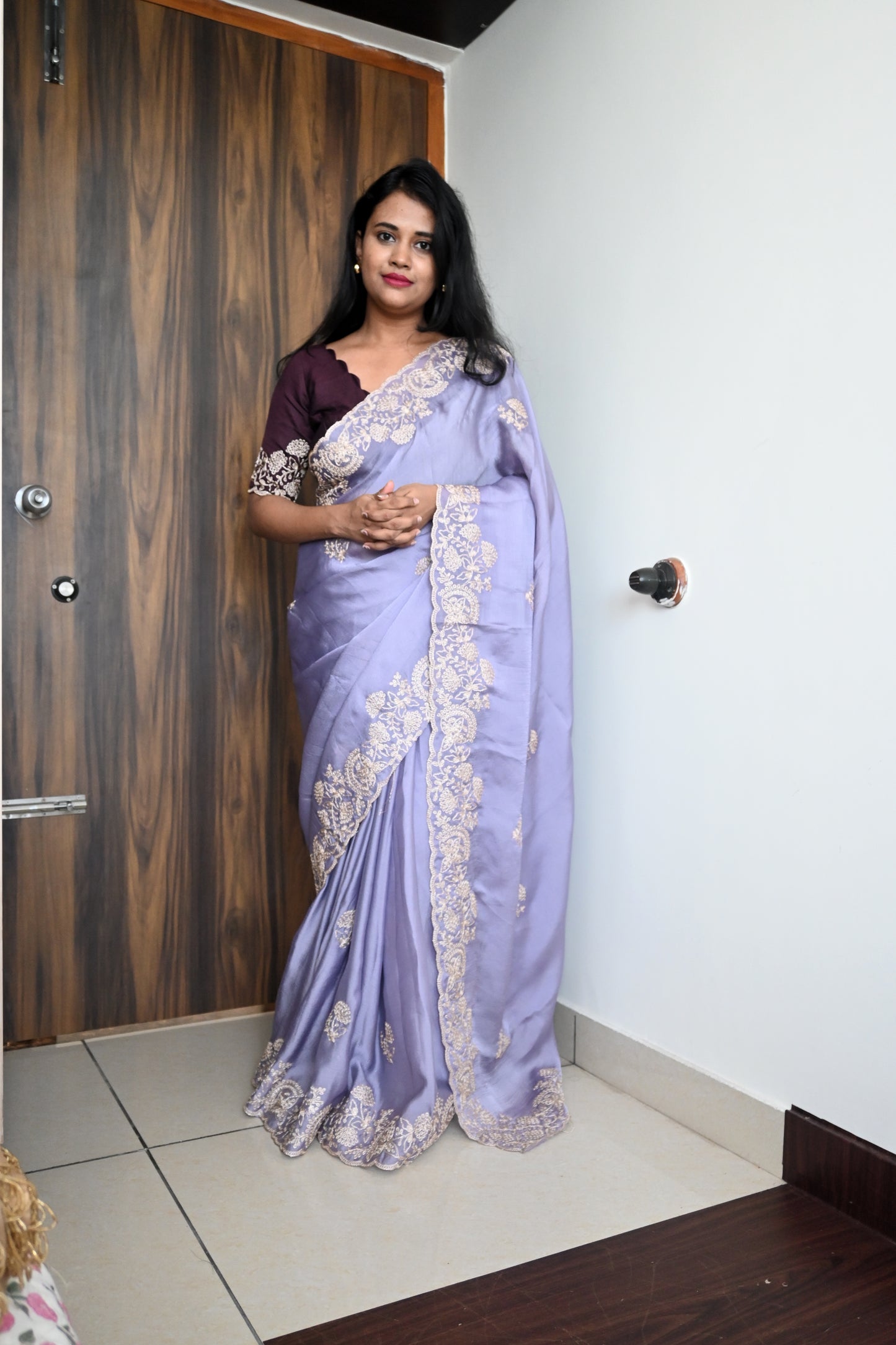 Soft malik silk with havy coding work