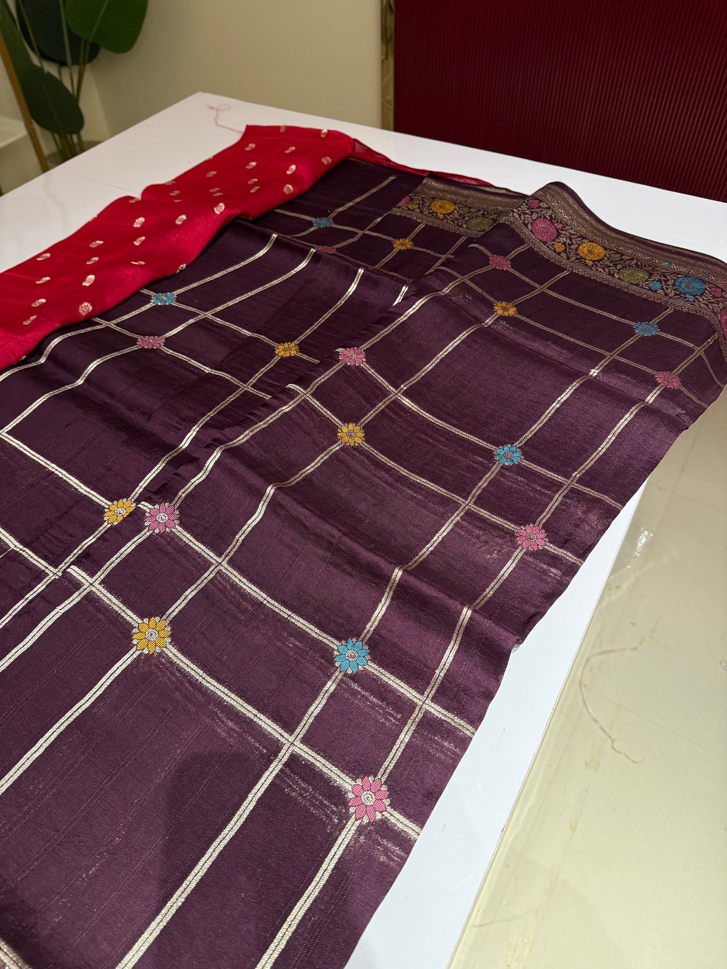 Brownish Tusser georgette Saree