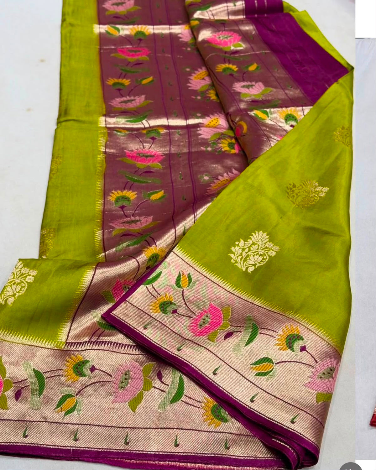 Paithani contrast Viscose Crepe silk saree(SBSGPVC)