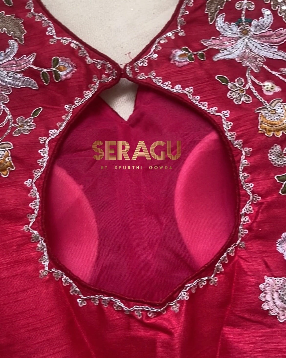 Pure blooming rangoli silk saree with stitched blouse.