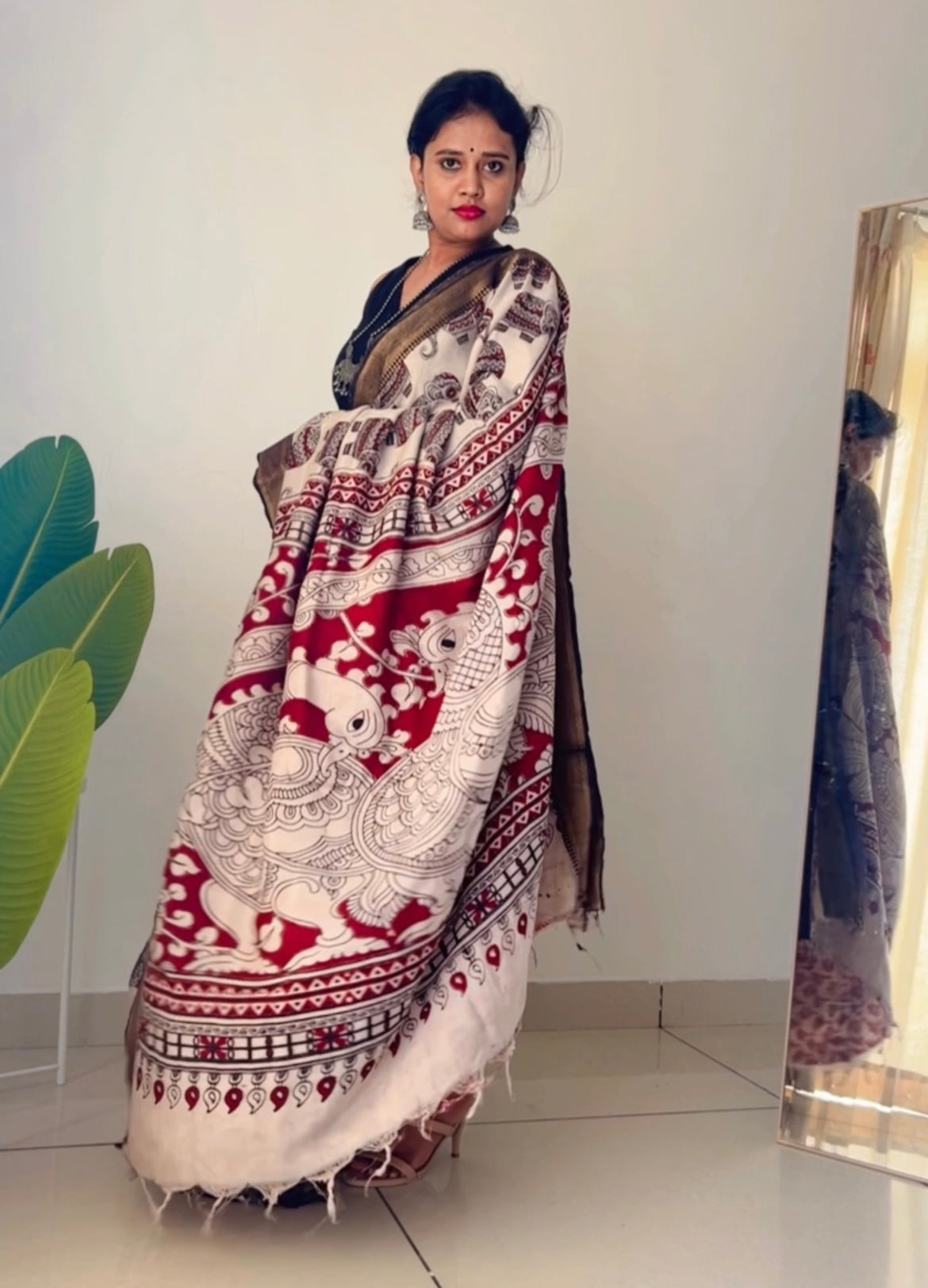 Kalamkari chennur silk saree with nizam border