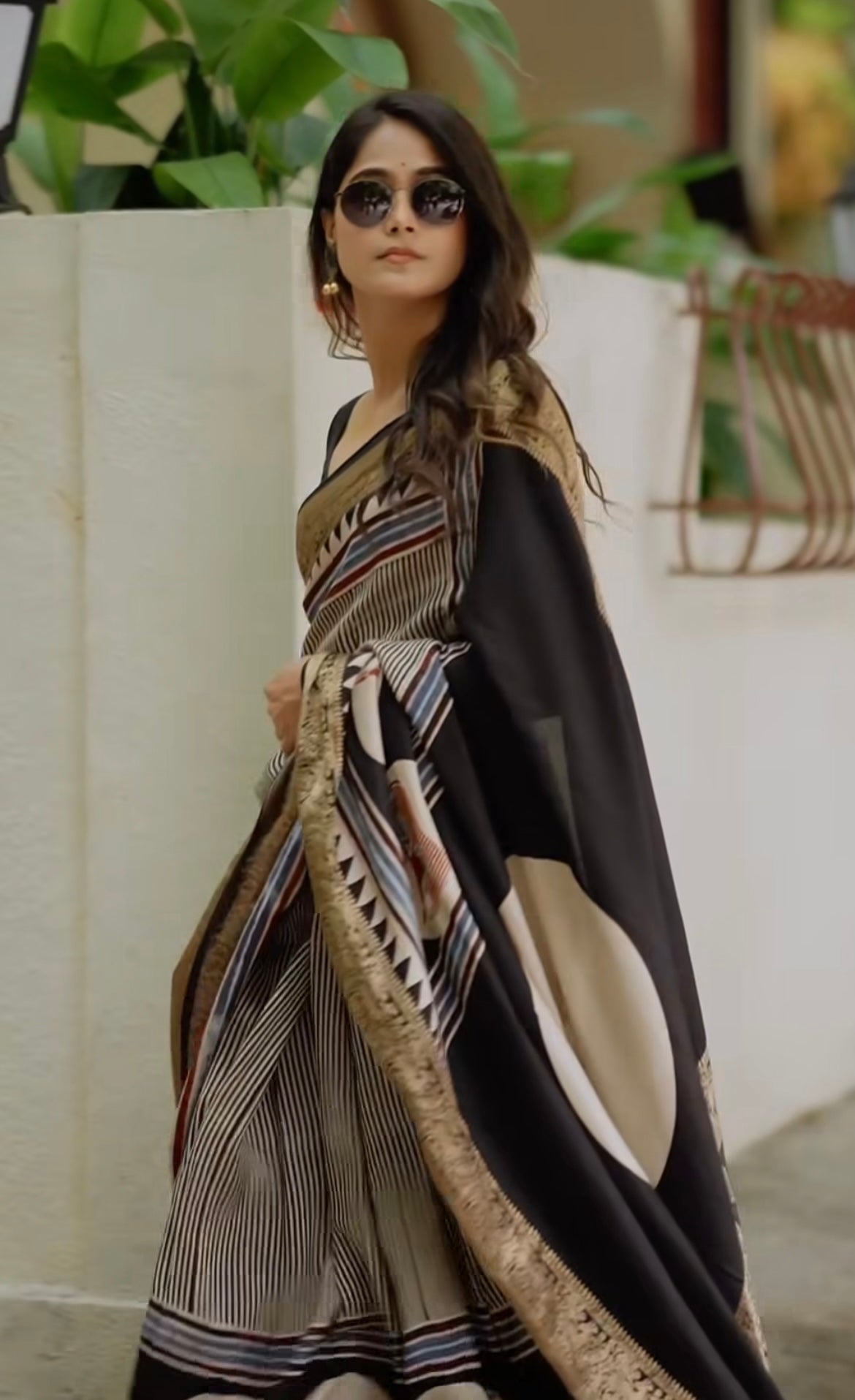 Mokshitha Dola Silk Saree with ajrakh hand block print