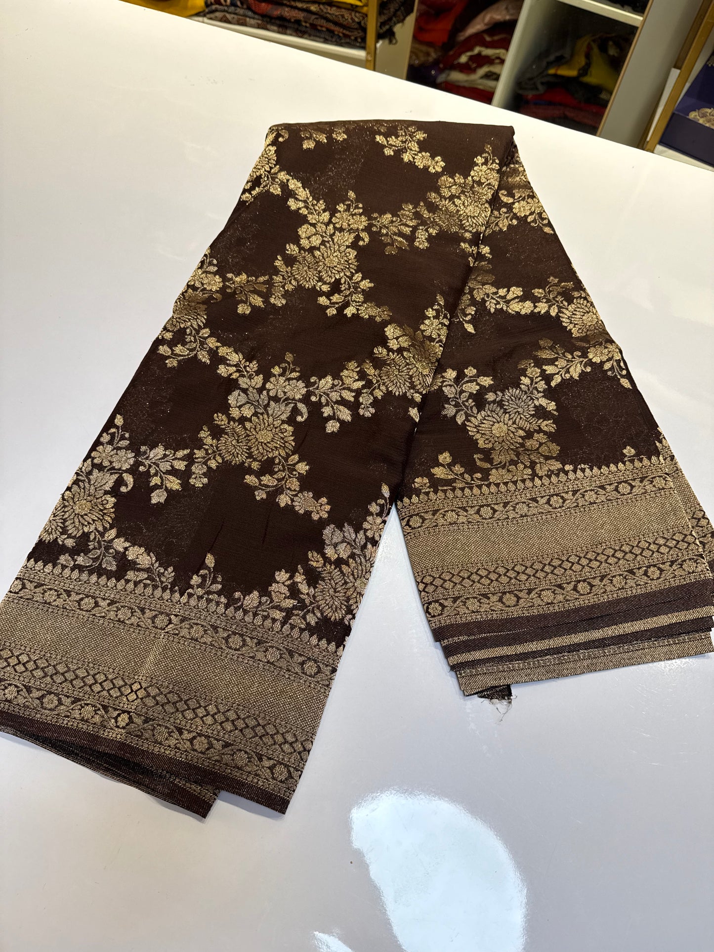 Dark Brown Georgette Saree (georgette2100)