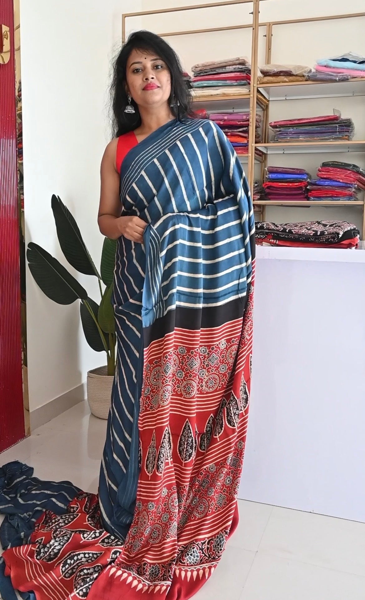 Blue Pure Ahrakh Modal Silk Saree