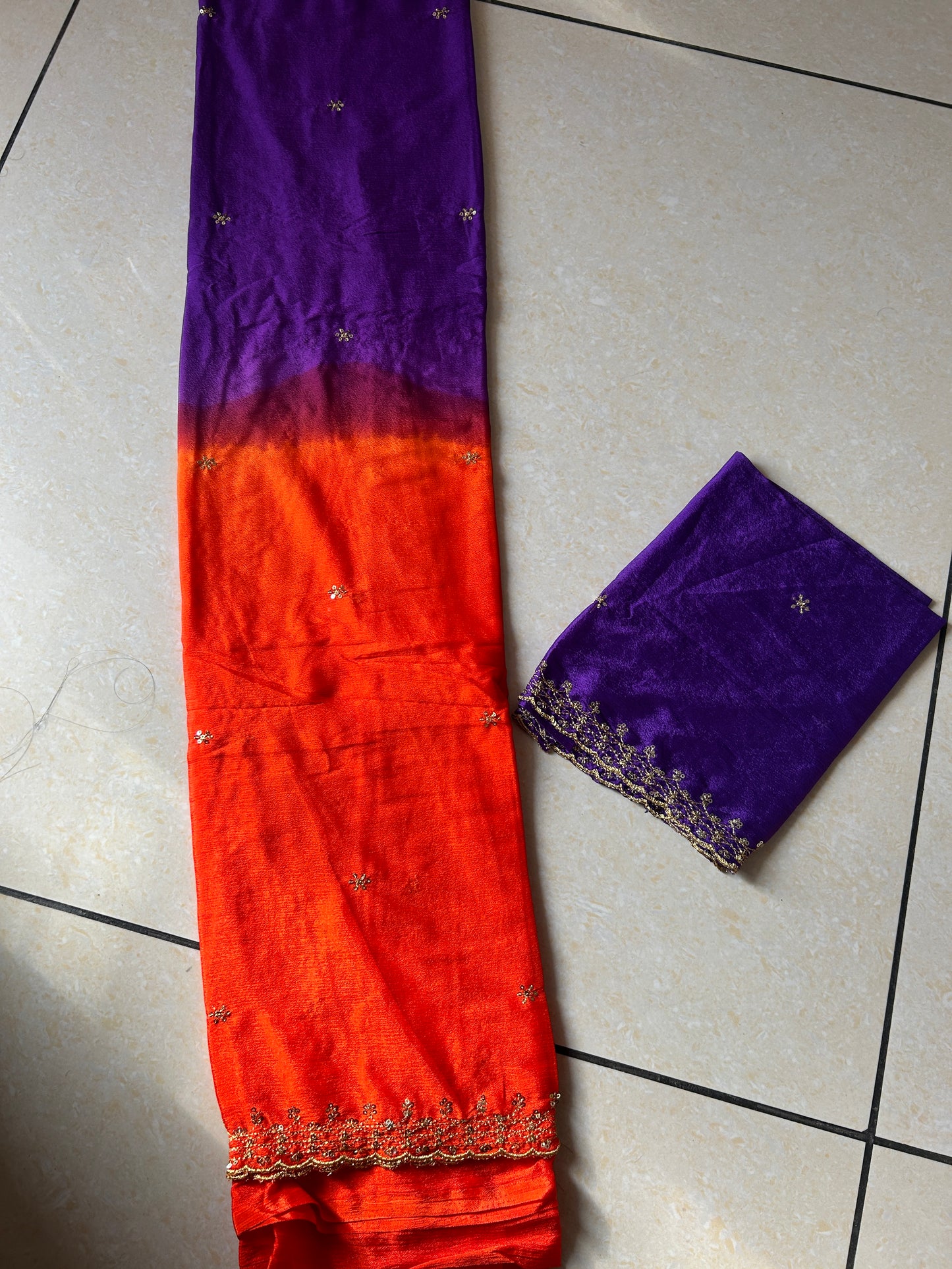 Orange with purple saree