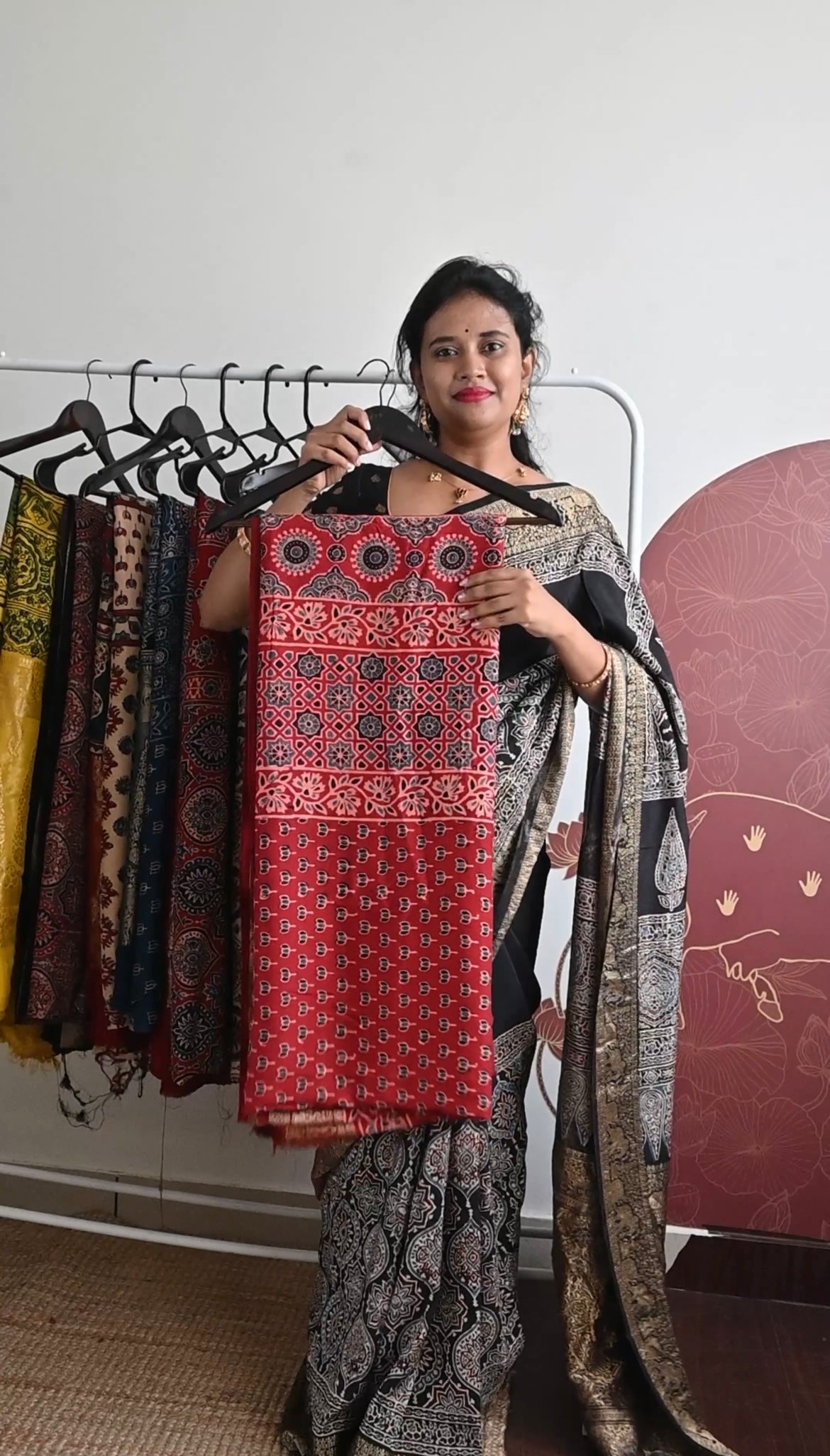Ajrakh Dola Silk Saree