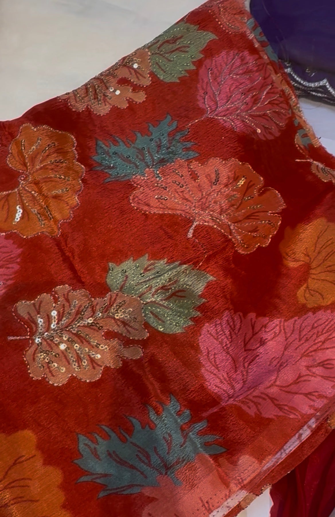 White space silk saree with position embroidery blouse