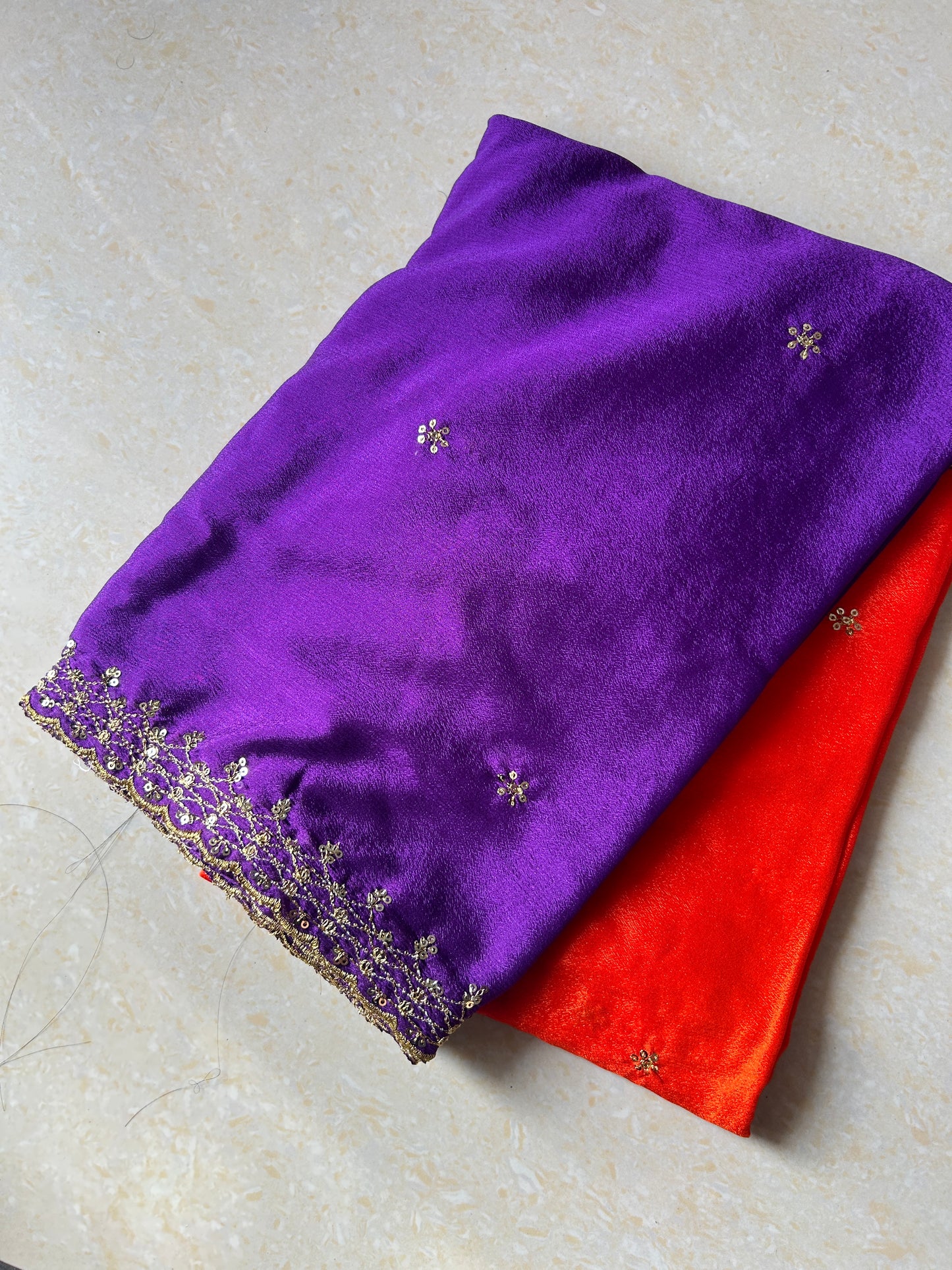 Orange with purple saree