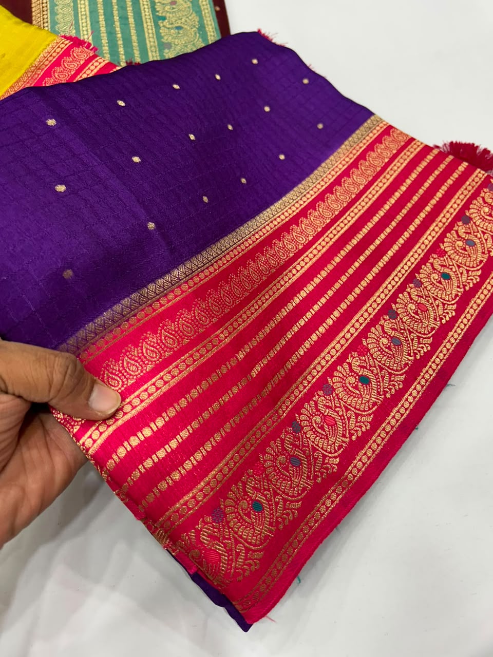 Purple with red Raw mango silk Saree (SBSGRM)