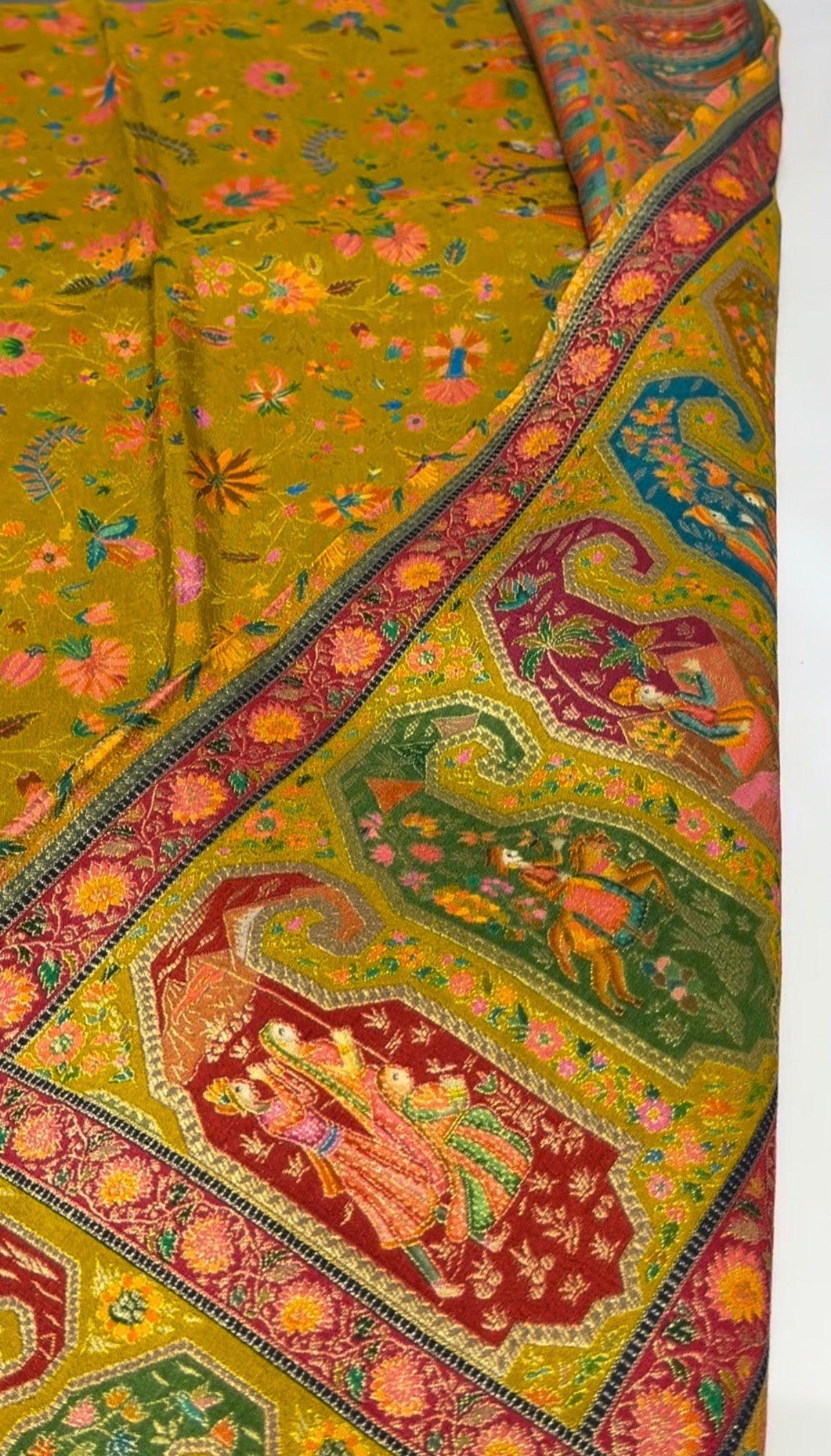 Yellow Pure Pashmina Banarasi Saree