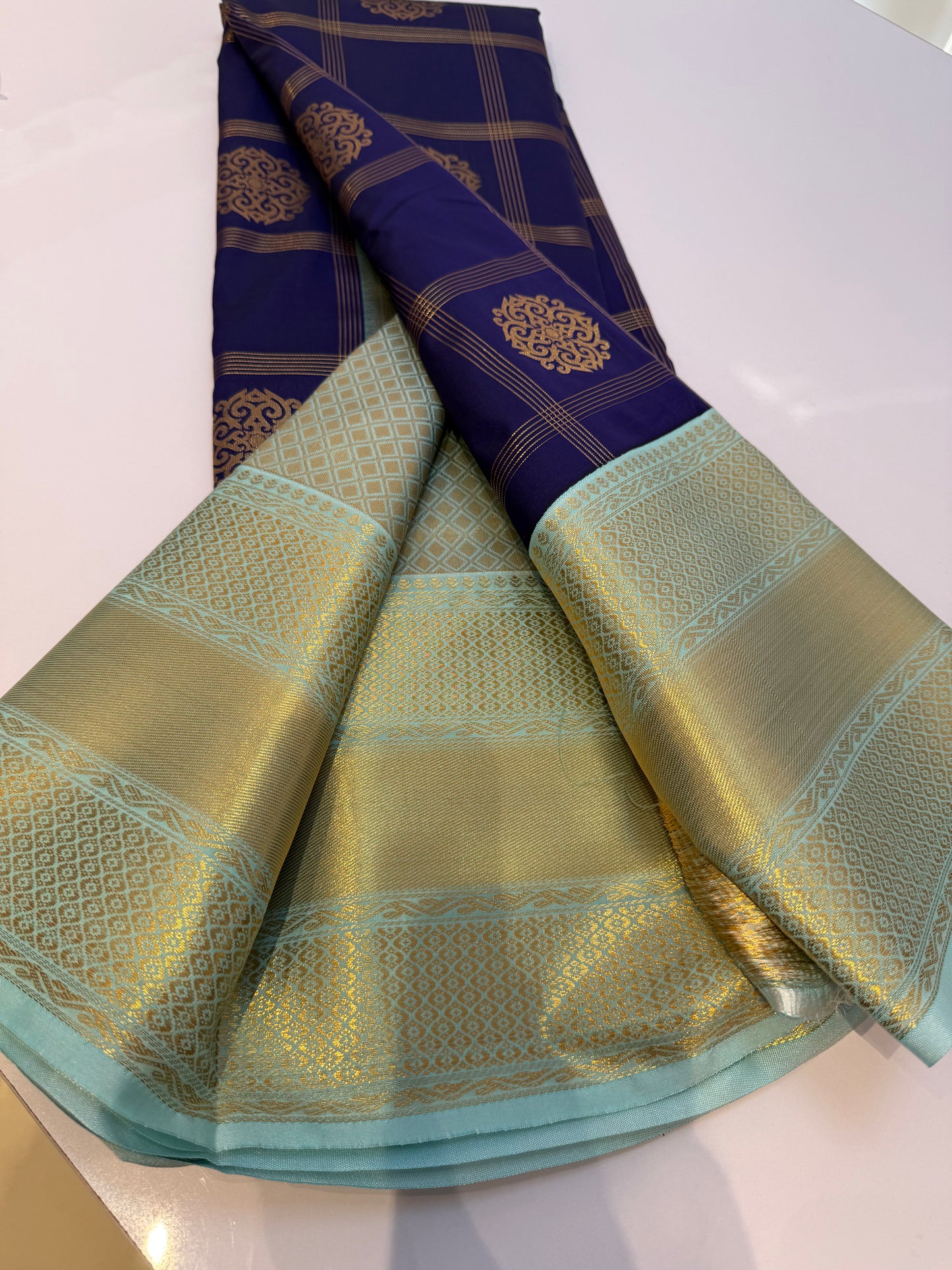 Blue Semi Kanchi Silk Saree