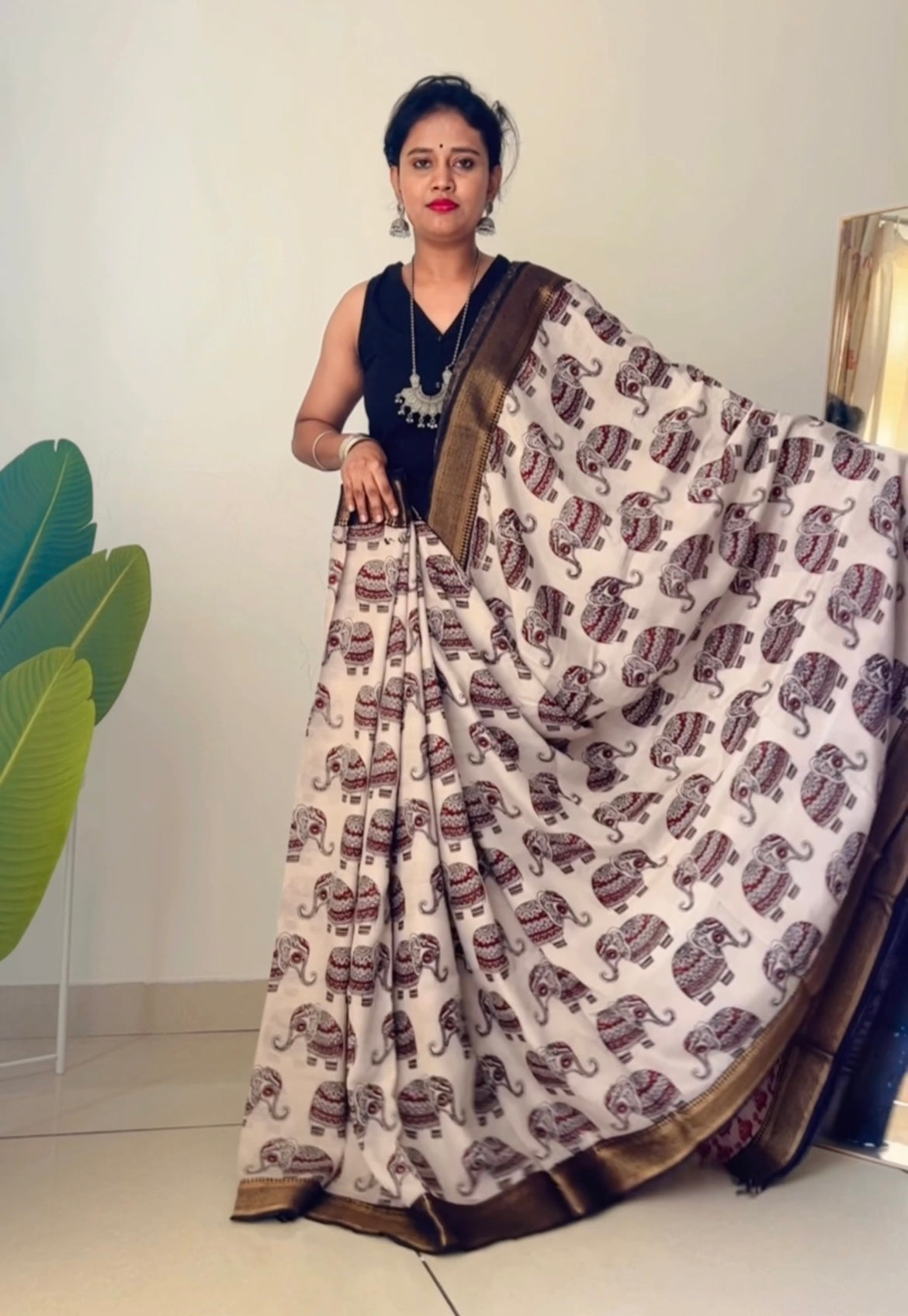 Kalamkari chennur silk saree with nizam border
