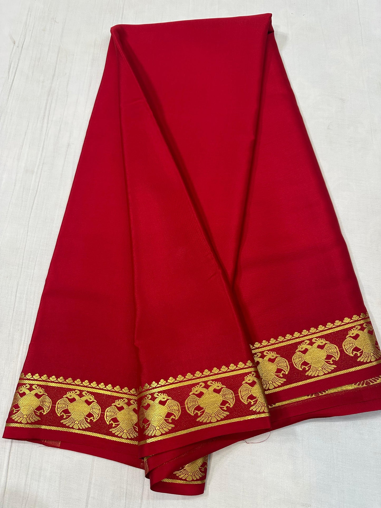 130 gsm: Gandabherunda Pure Mysore Silk Saree