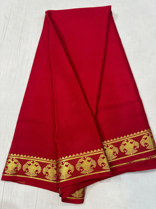130 gsm: Gandabherunda Pure Mysore Silk Saree