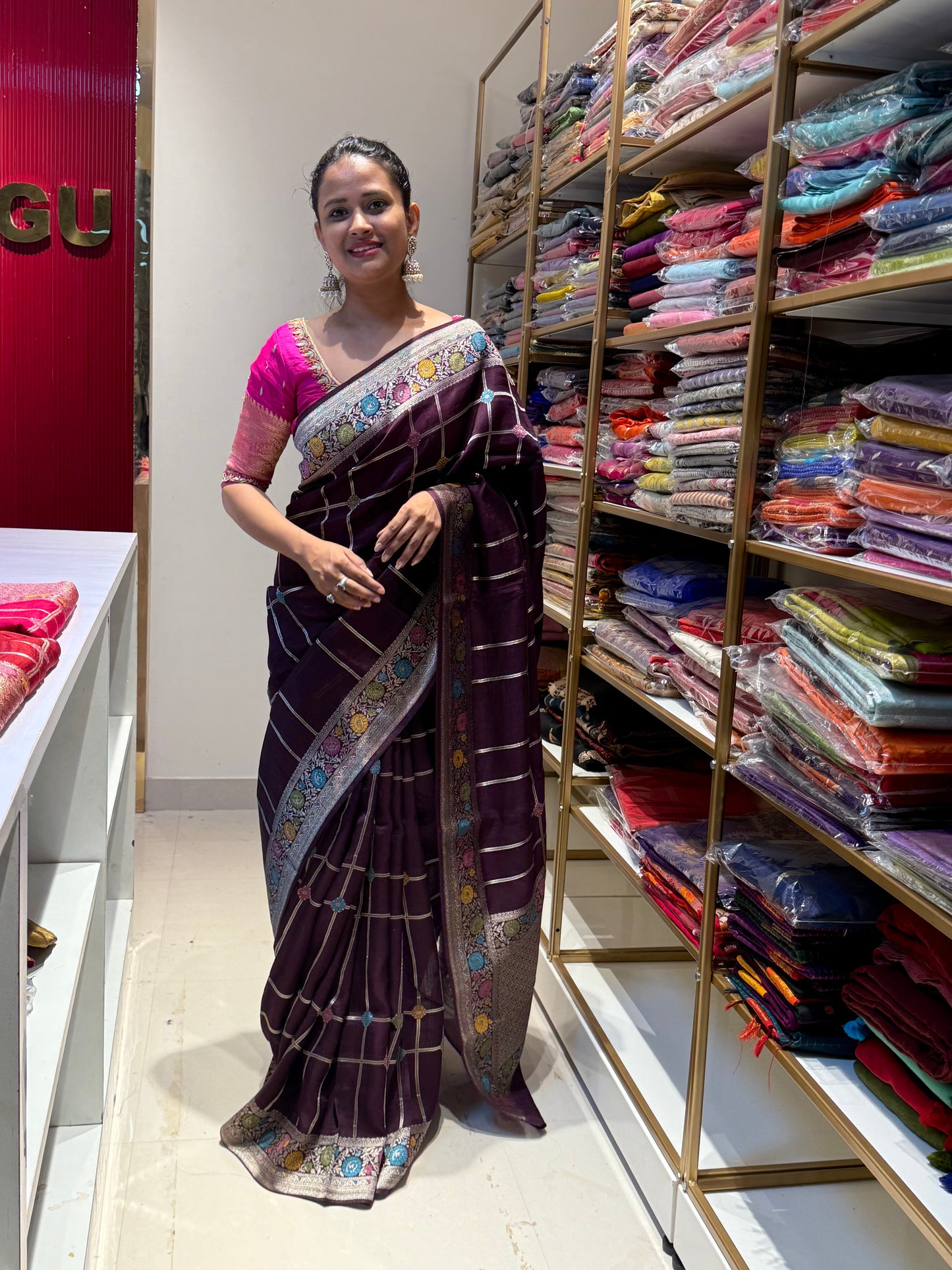 Brownish Tusser georgette Saree