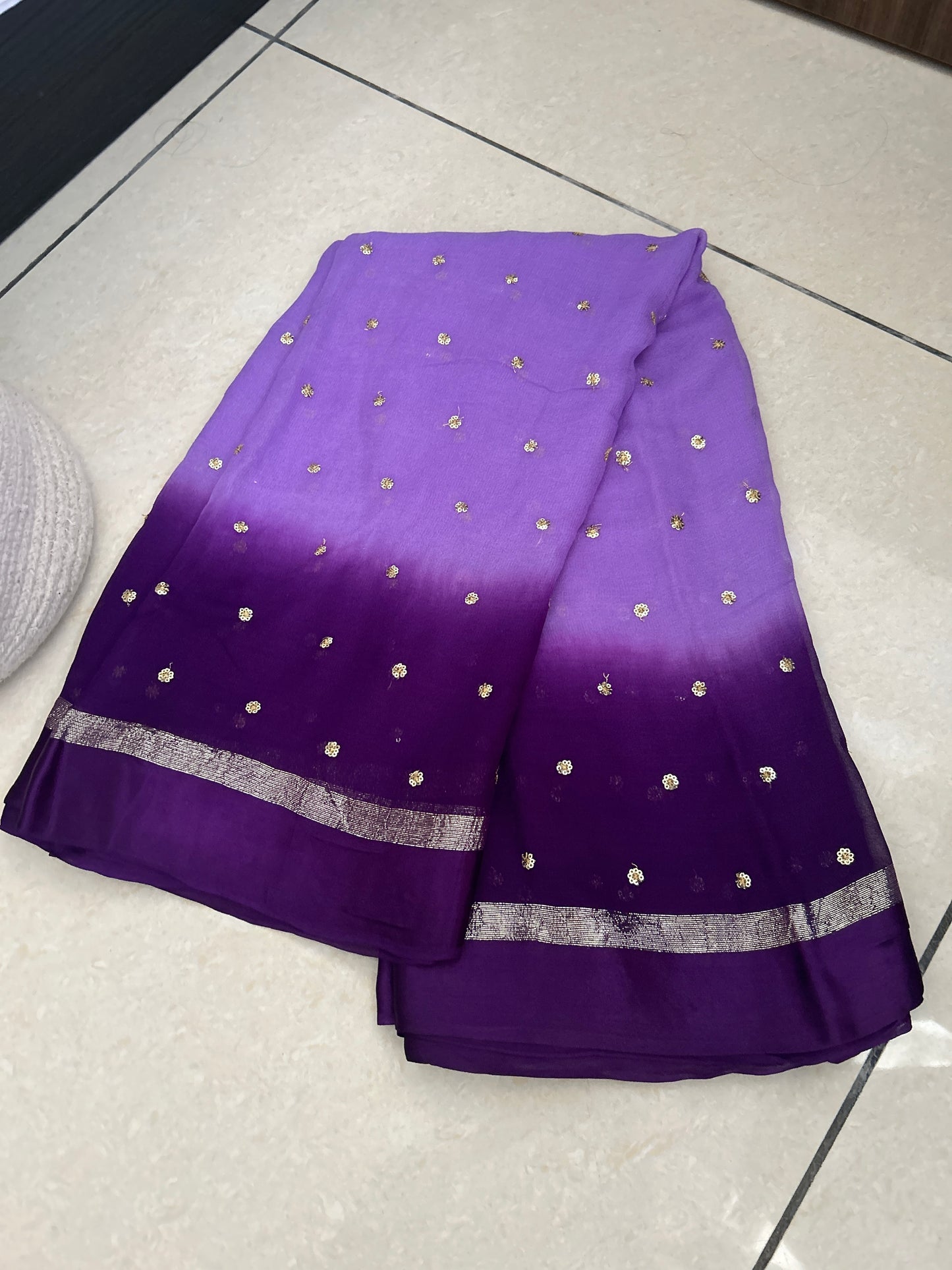 Purple Viscose georgette saree