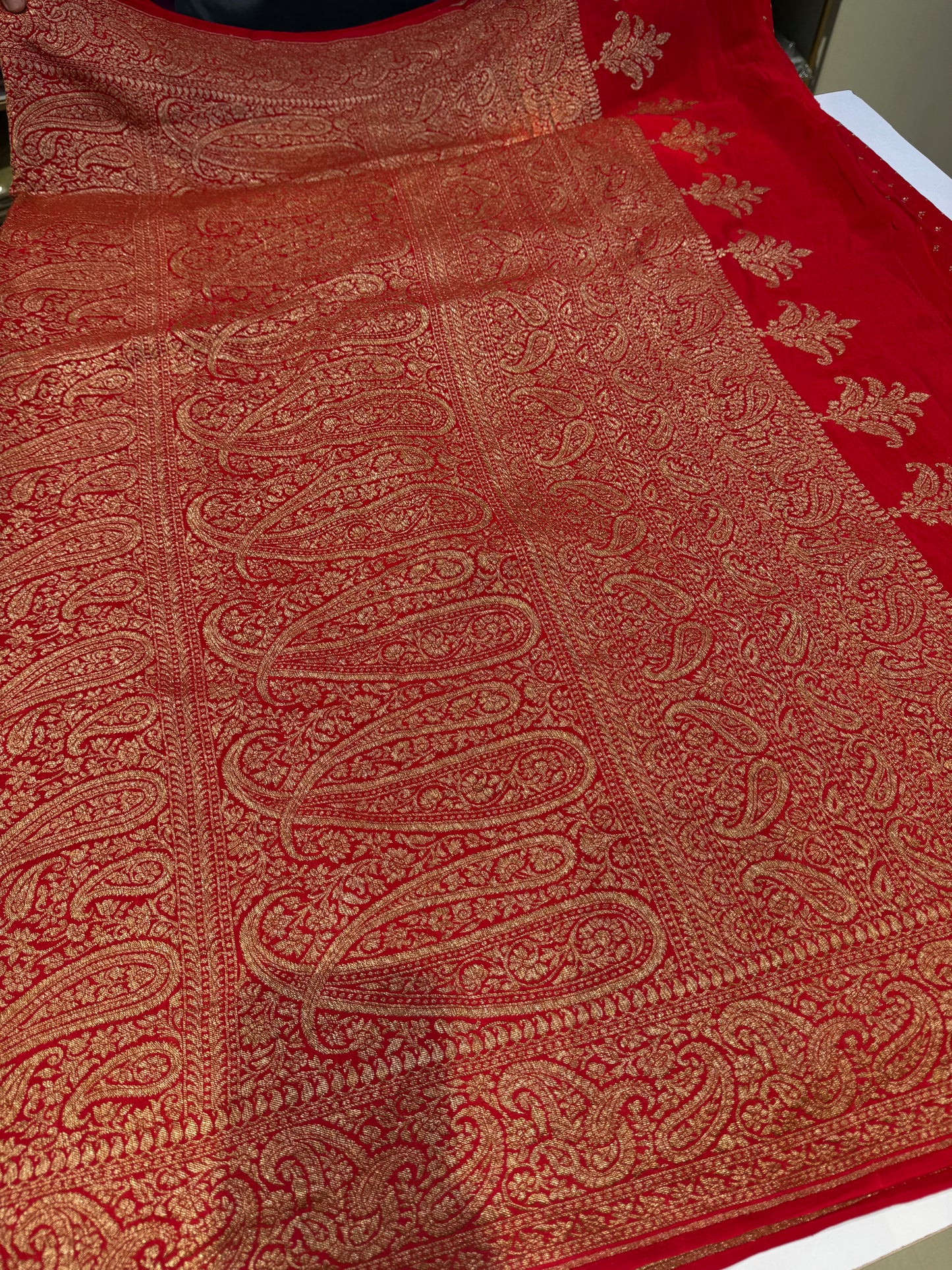 Red pure crepe Banarasi saree(pure110)