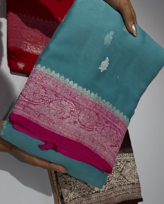 Pure chiffon Banarasi sarees
