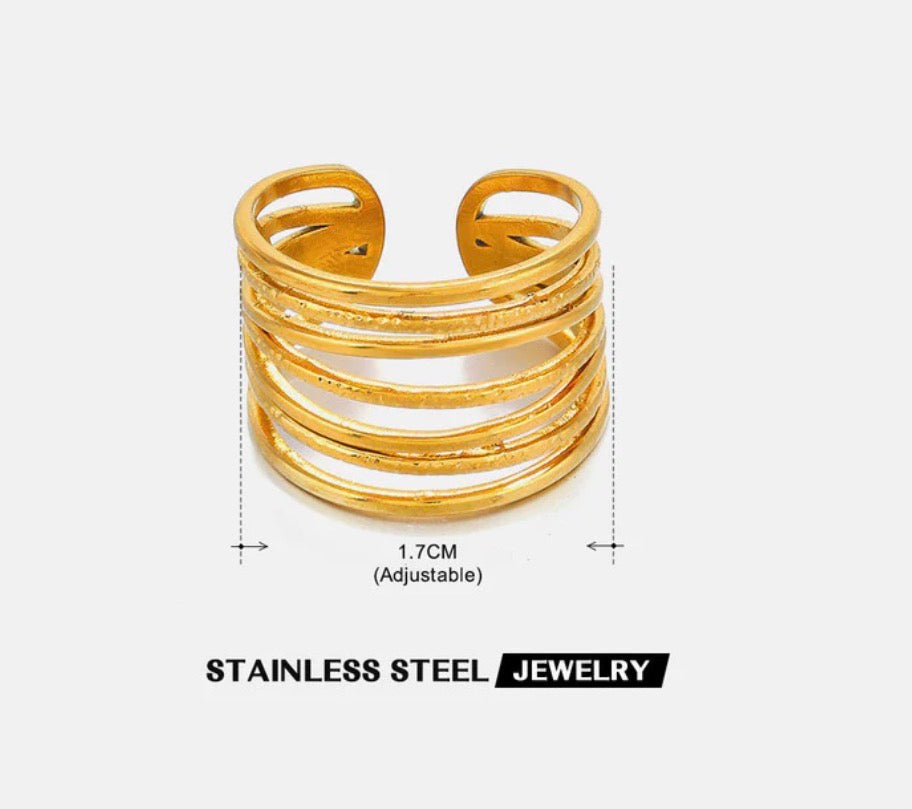 Anti Tarnish Contemporary Adjustable Ring