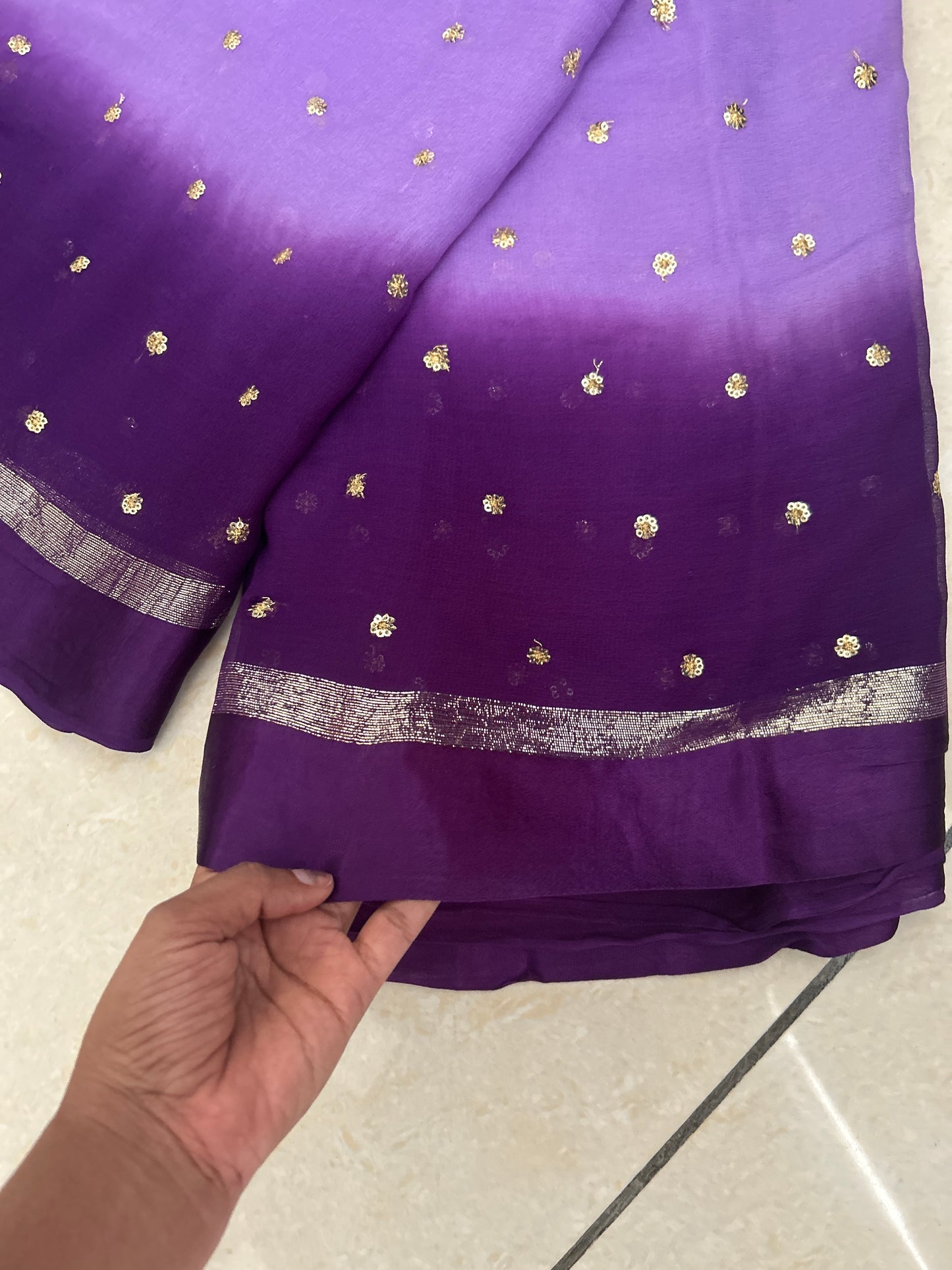 Purple Viscose georgette saree
