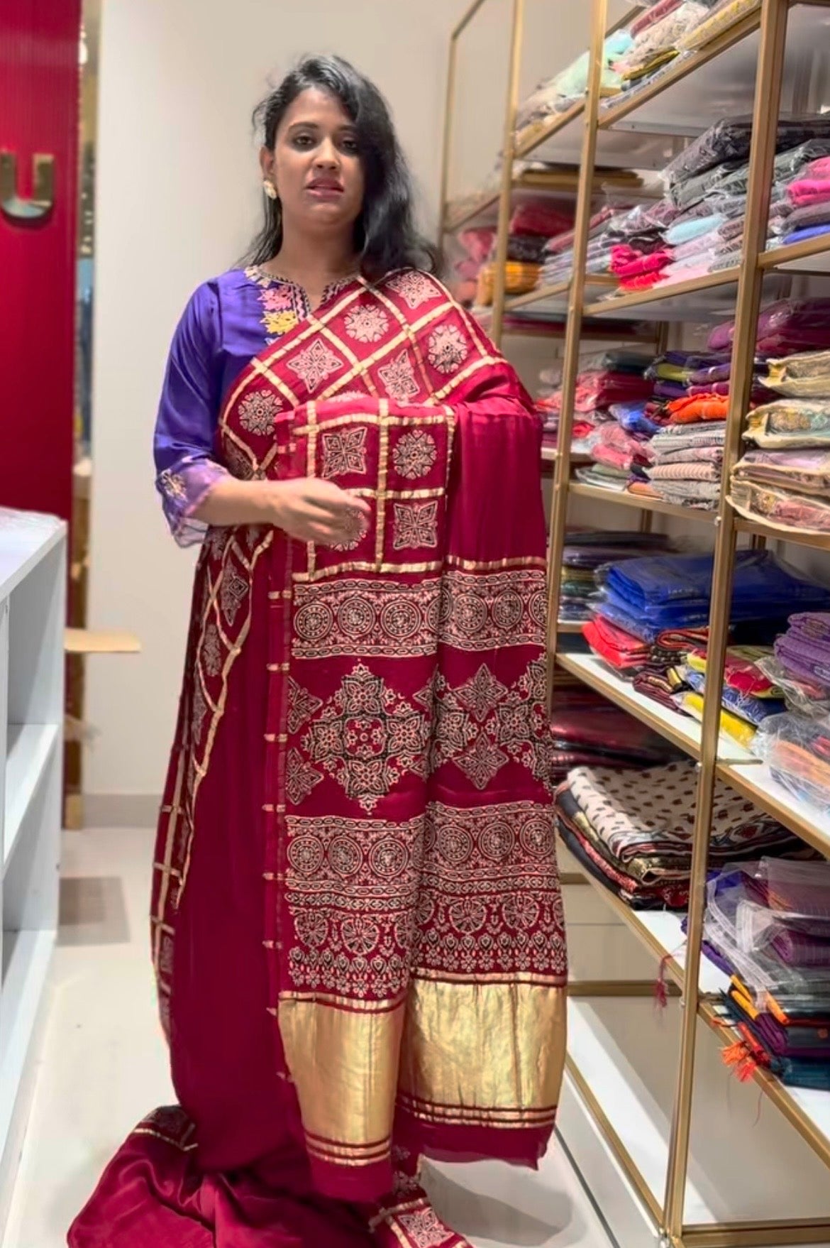 Maroon Pure modal silk saree