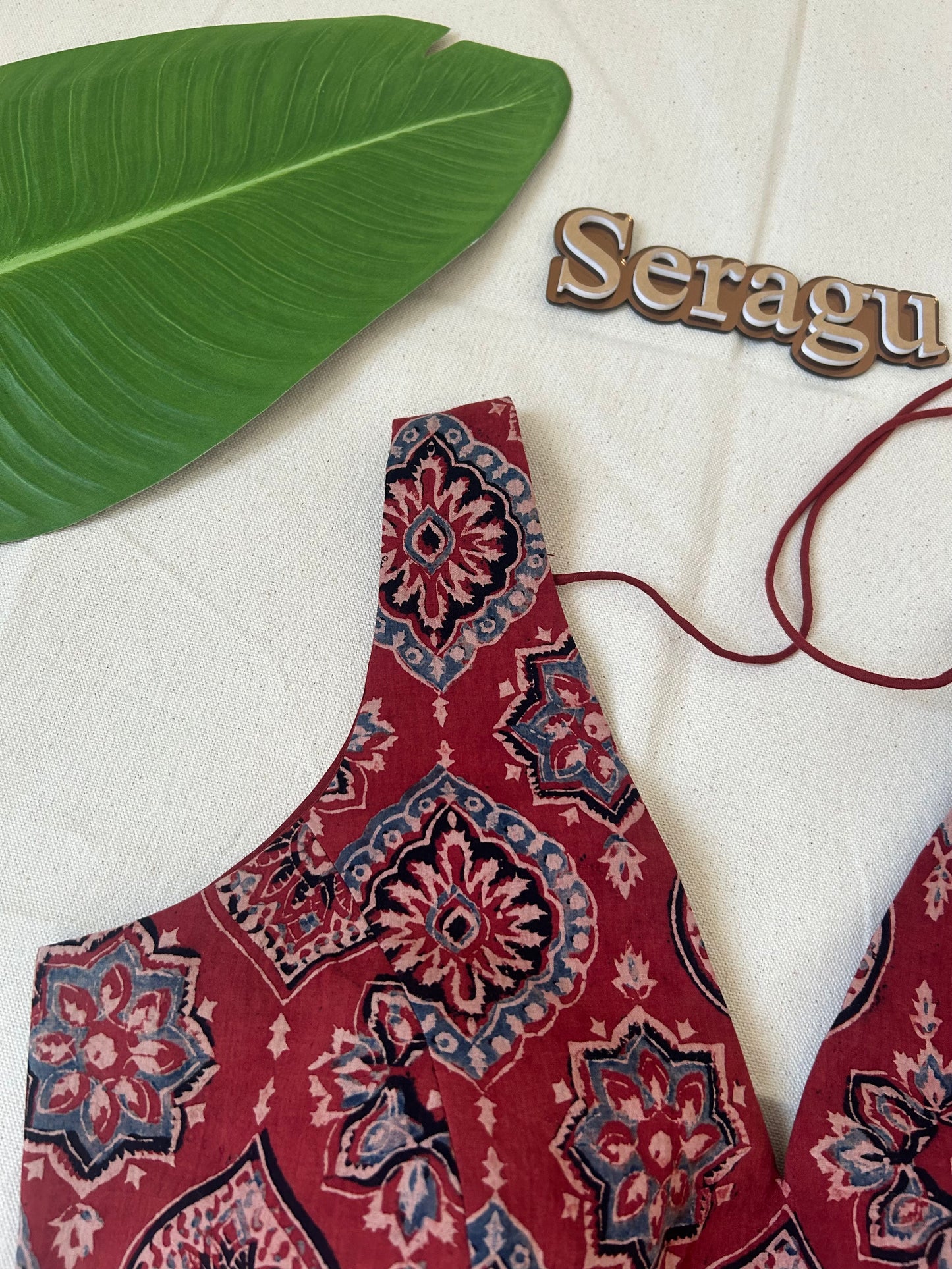 Red ajrakh cotton blouse