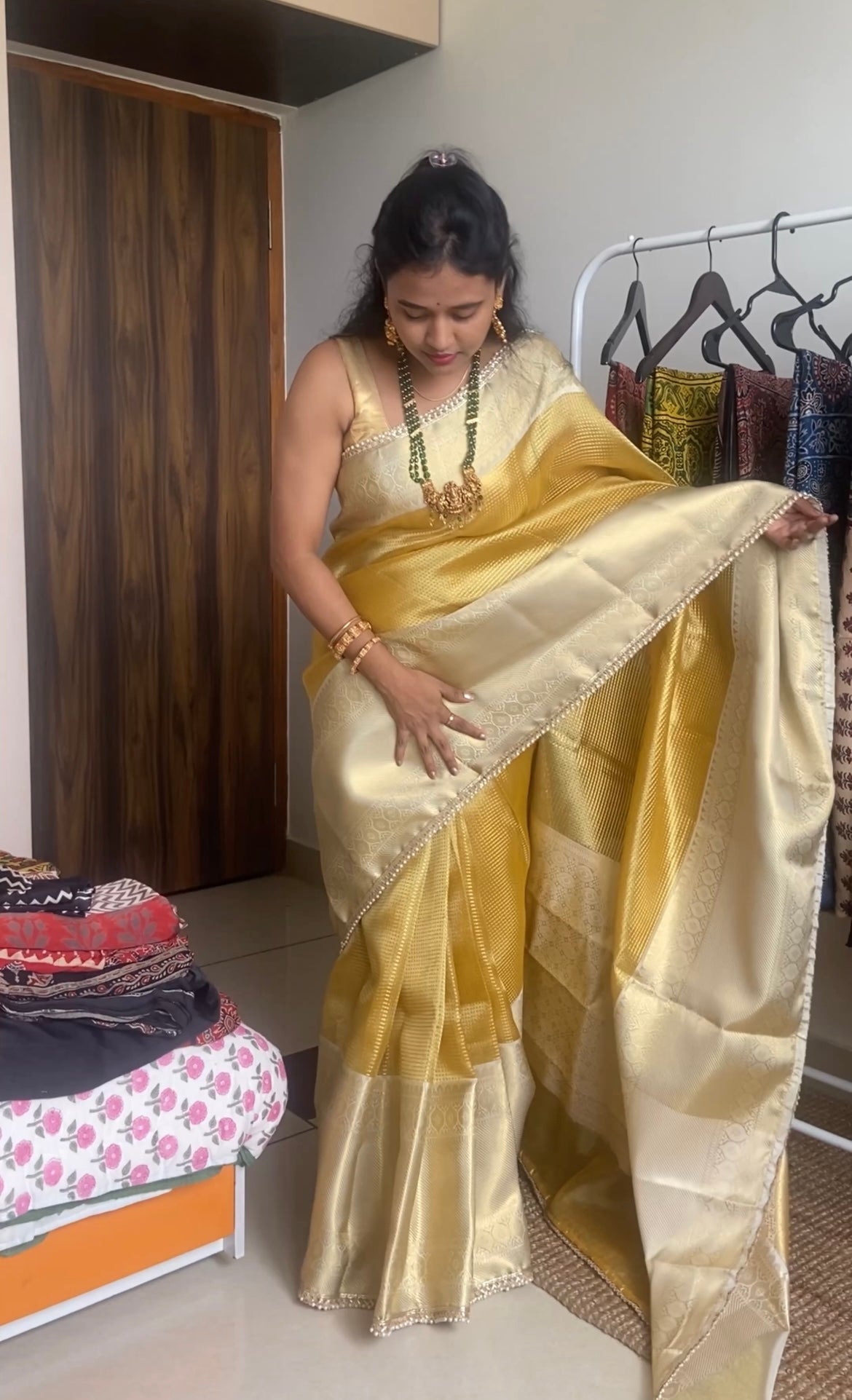 Golden tissue silk saree