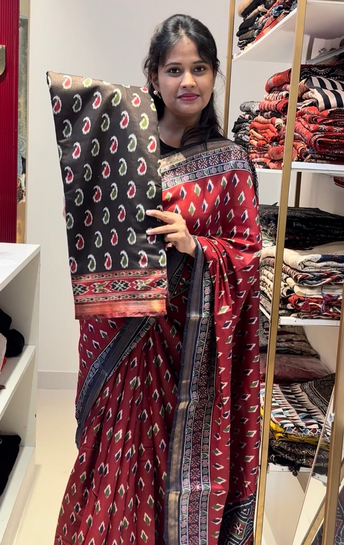 Black With Marron Saree