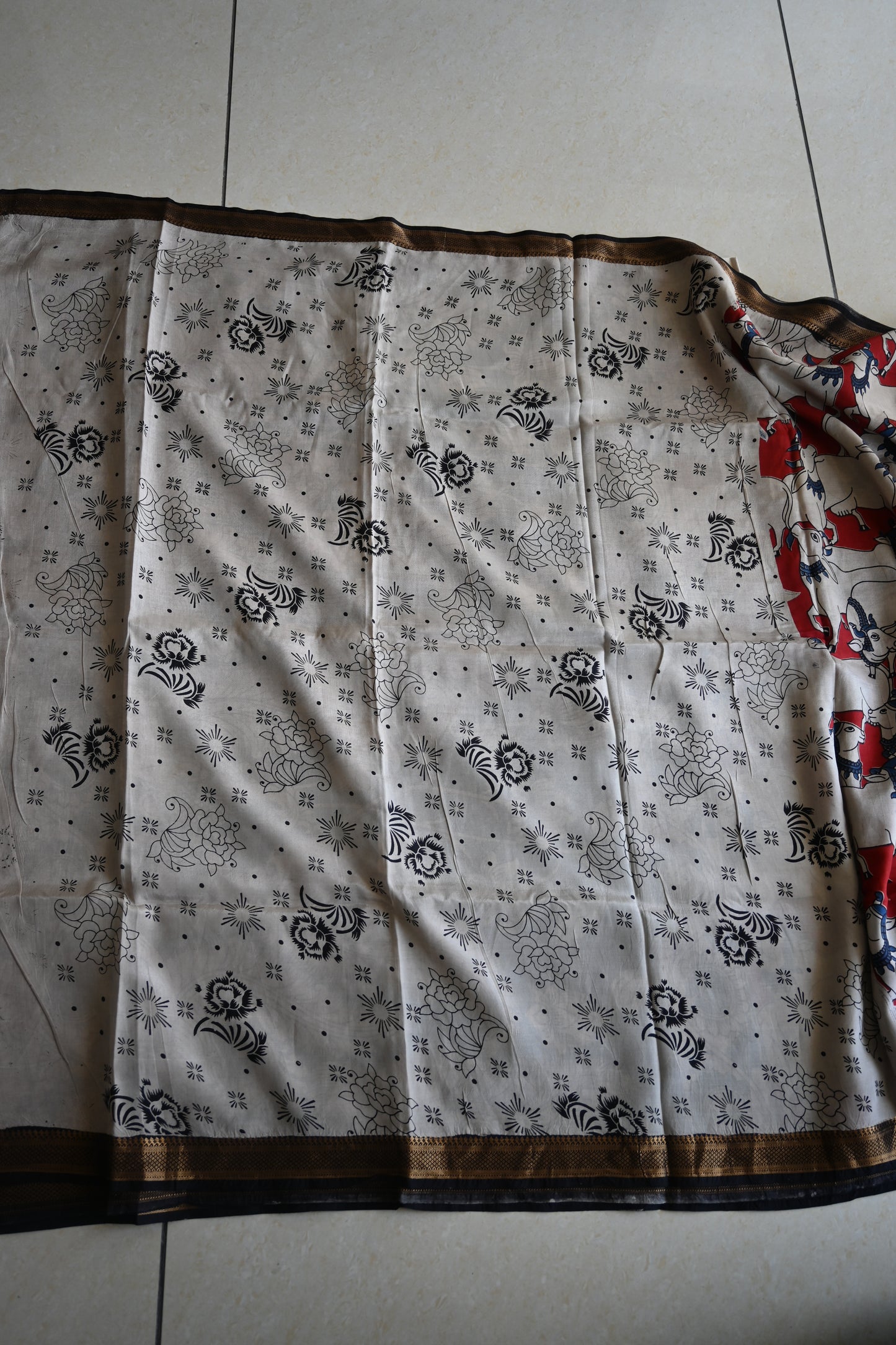Kalamkari Chennur Silk Saree with Nizam Border