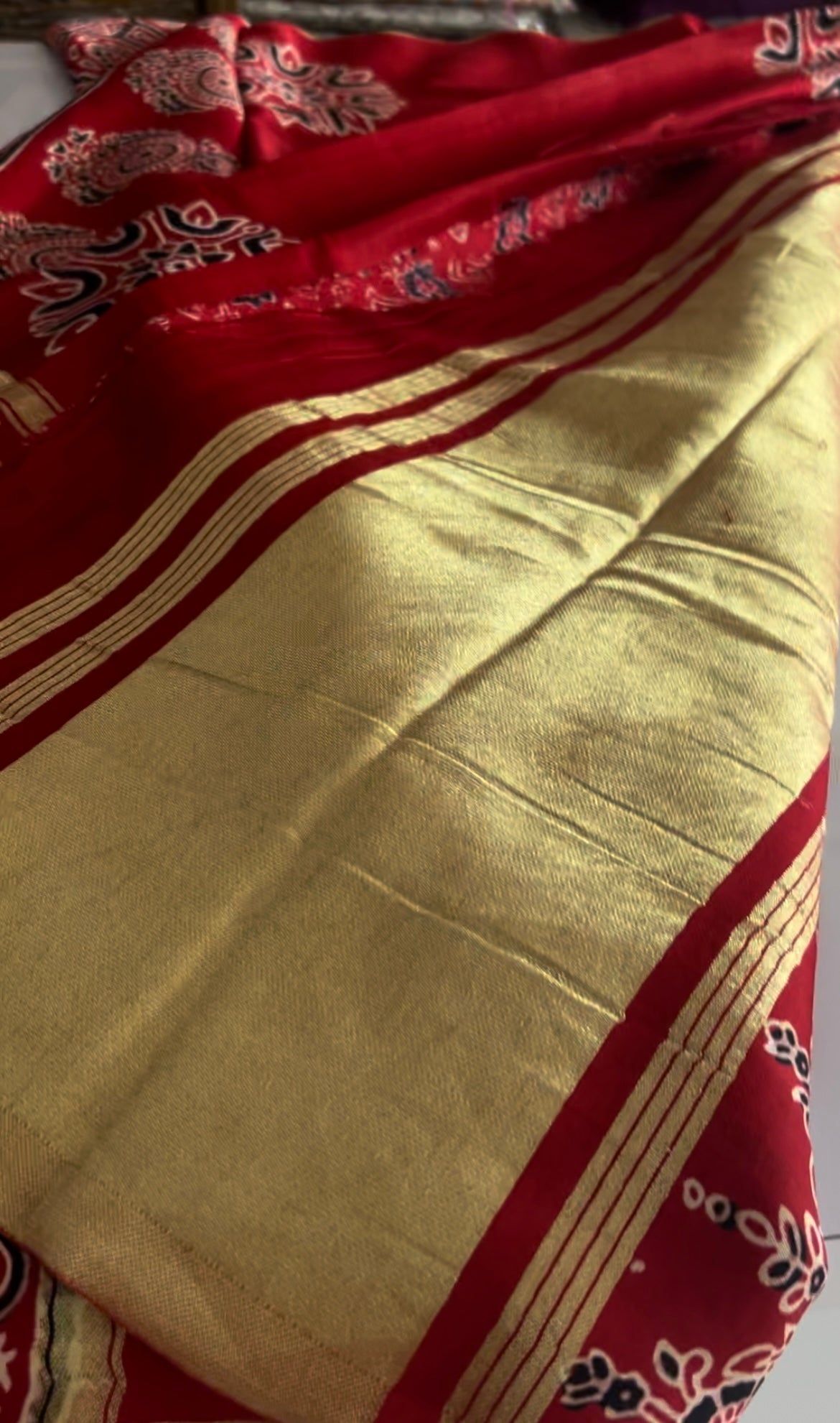 Red Pure modal silk saree