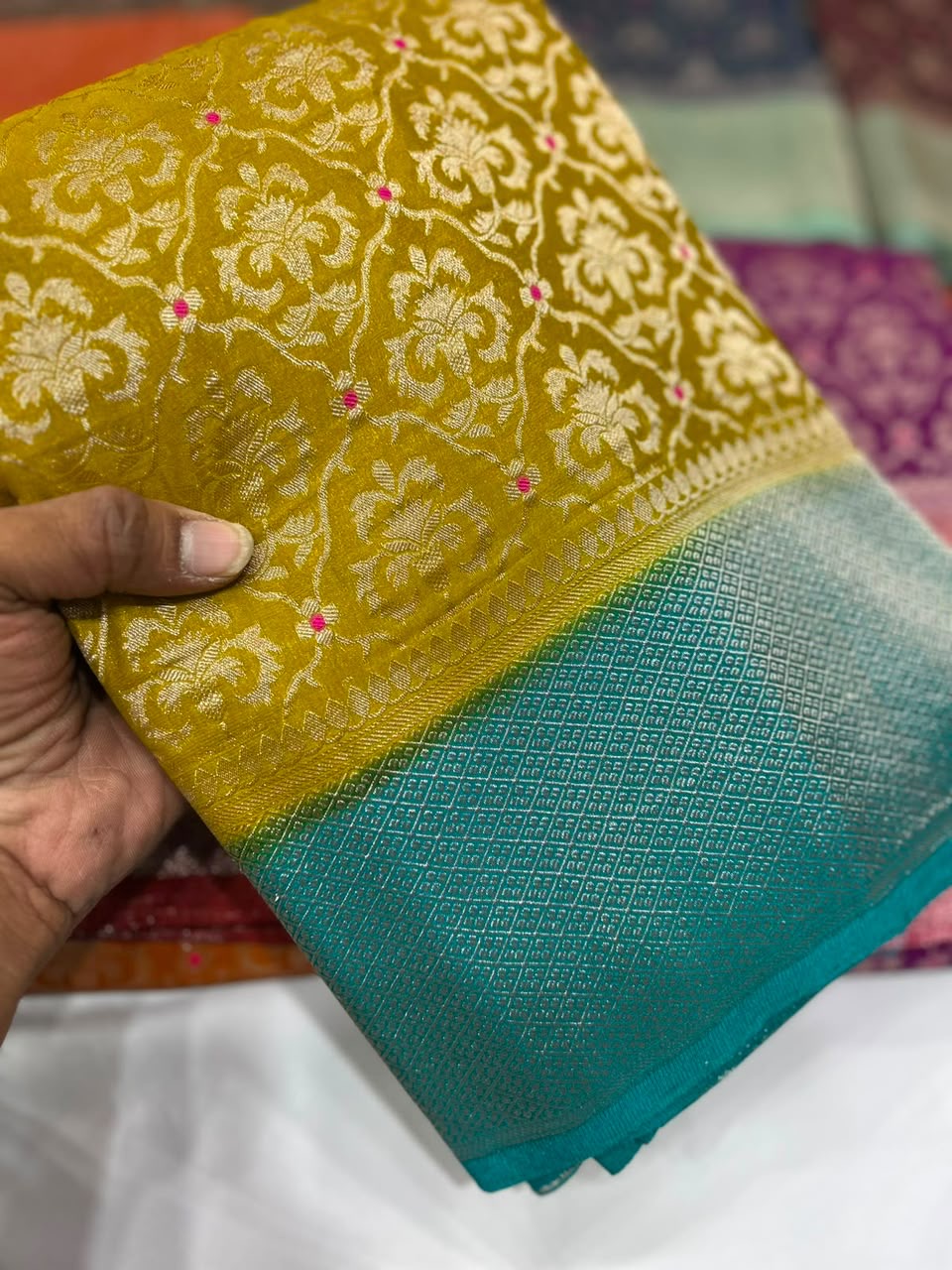 Premium semi khaddi georgette saree