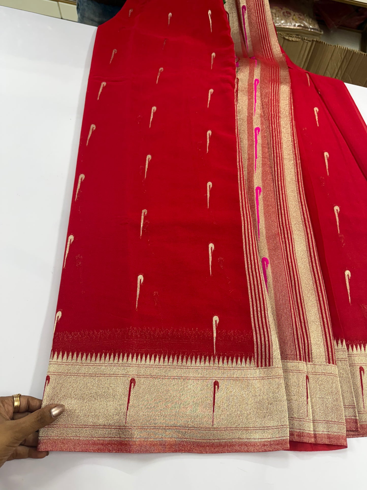 Red Soft georgette paithani saree(paithani03)