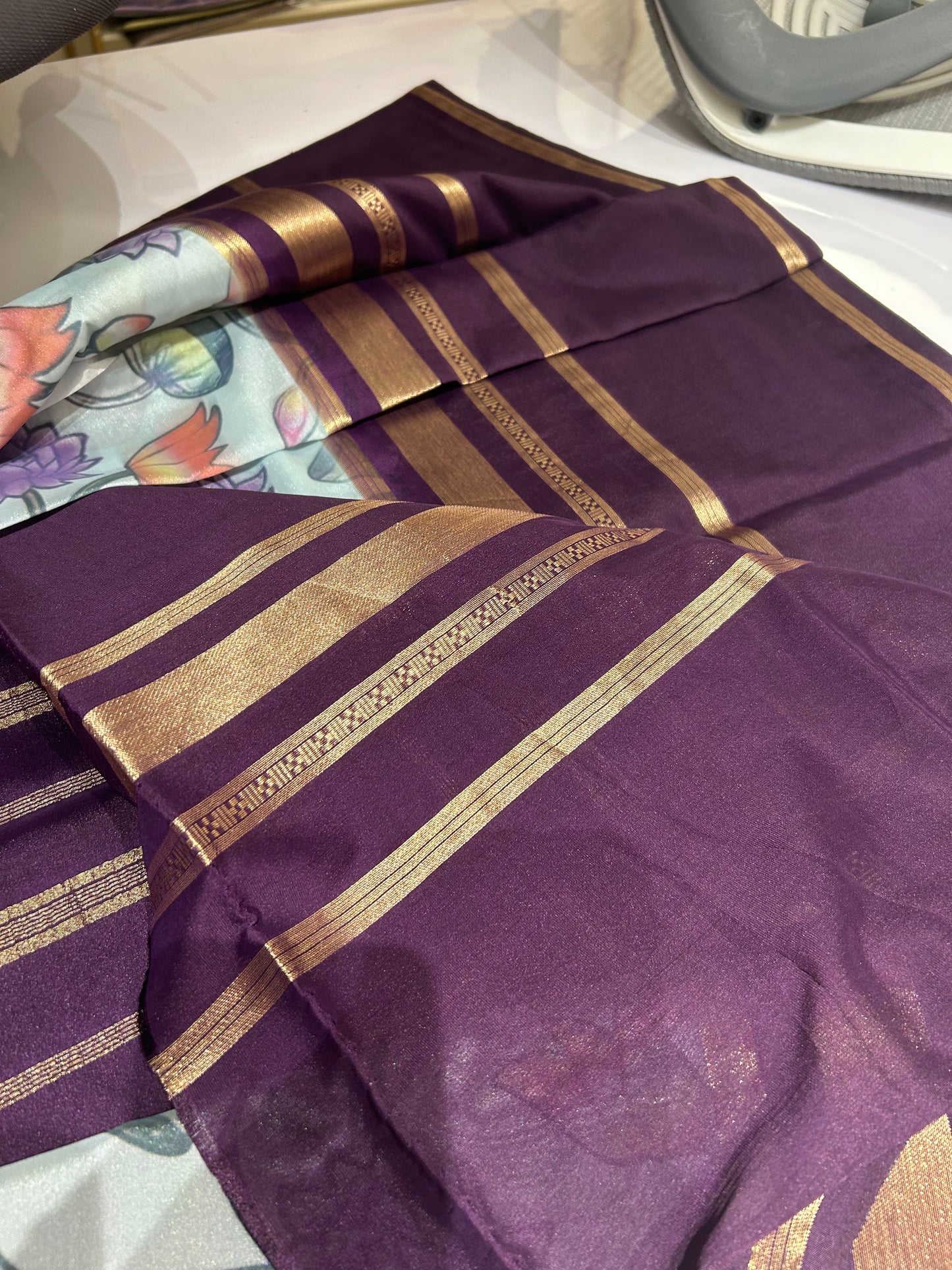 Mysore semi crepe digital print sarees