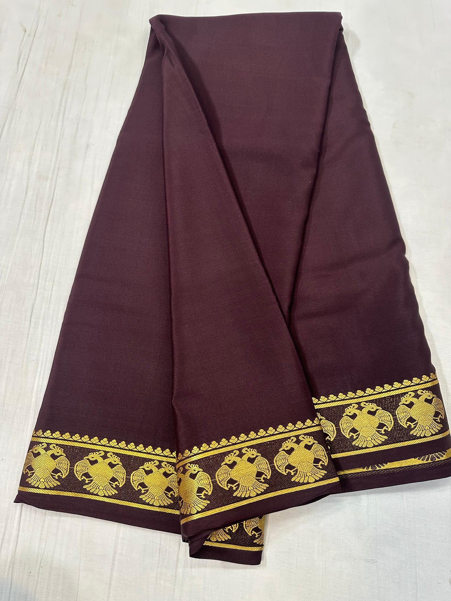 130 gsm: Gandabherunda Pure Mysore Silk Saree