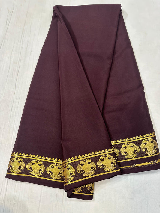 130 gsm: Gandabherunda Pure Mysore Silk Saree