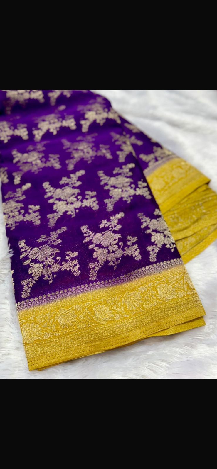 Purple with yellow Premium Georgette Saree