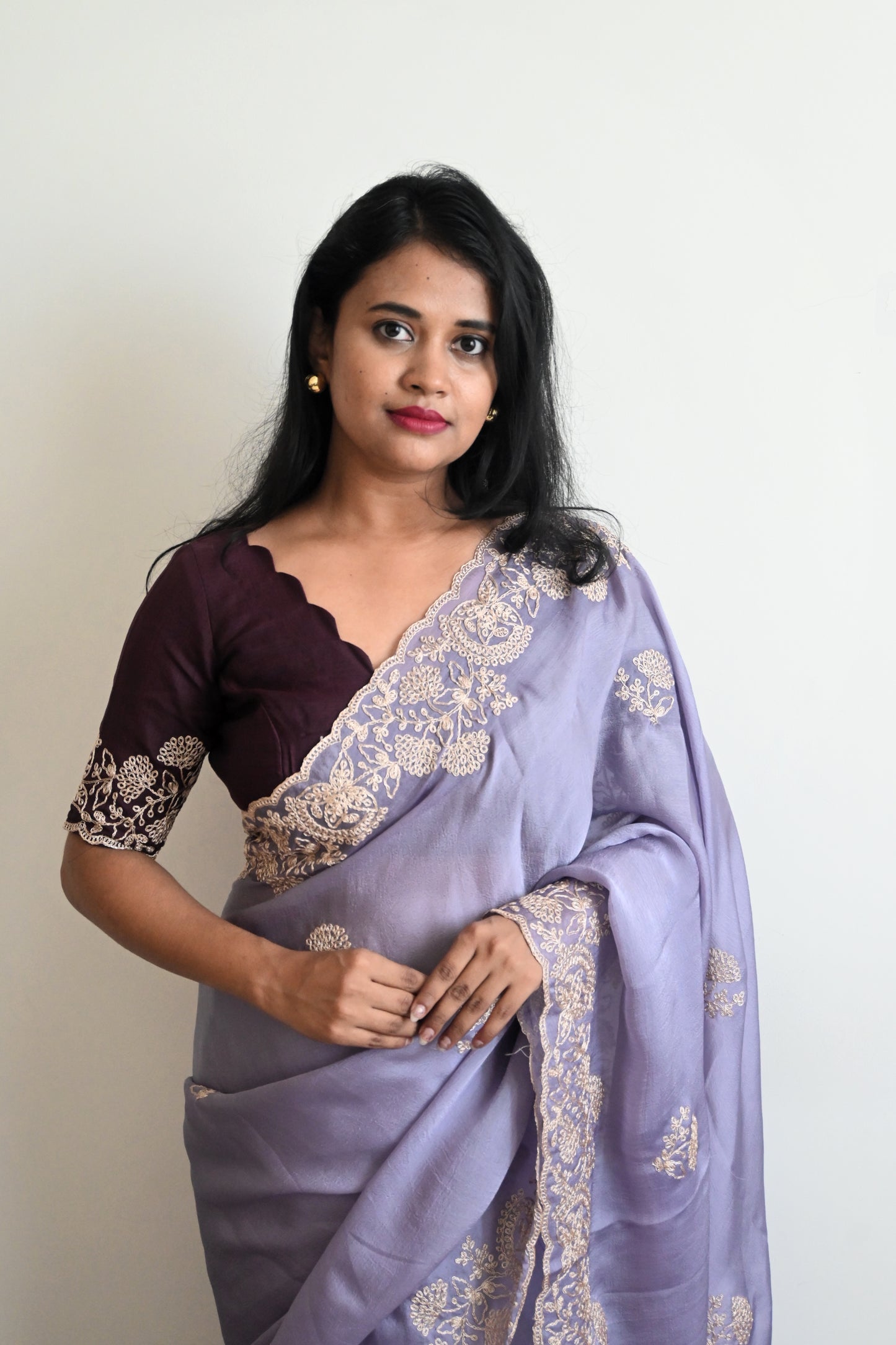 Soft malik silk with havy coding work