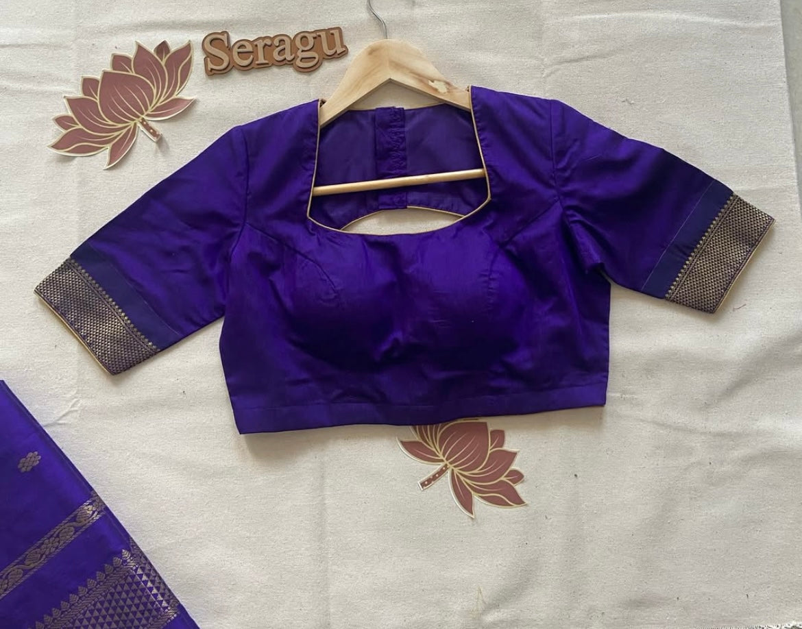 Silk Cotton Saree With Stitched Blouse