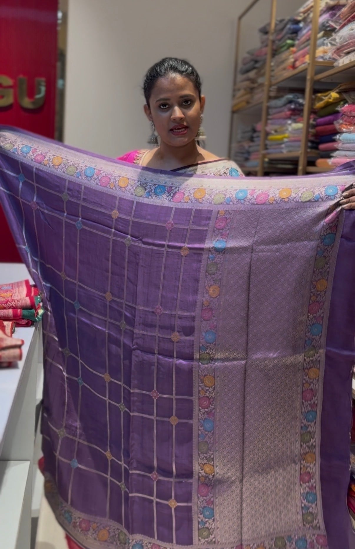 Lilac Tusser georgette Saree