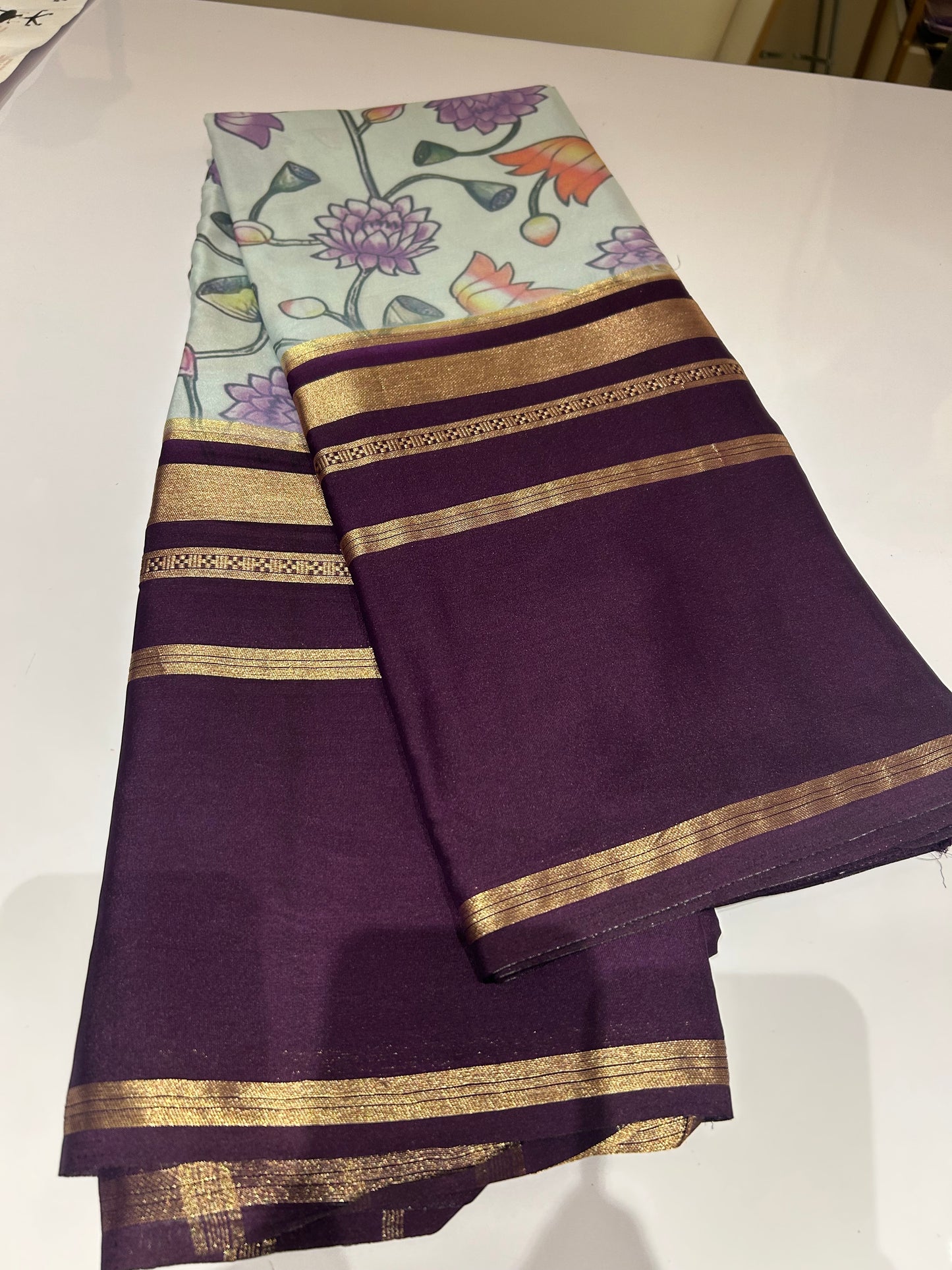 Mysore semi crepe digital print sarees