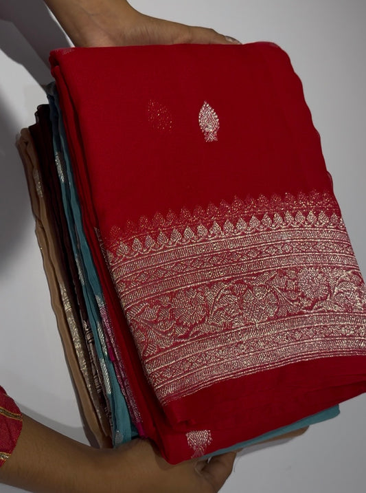 Pure chiffon Banarasi sarees