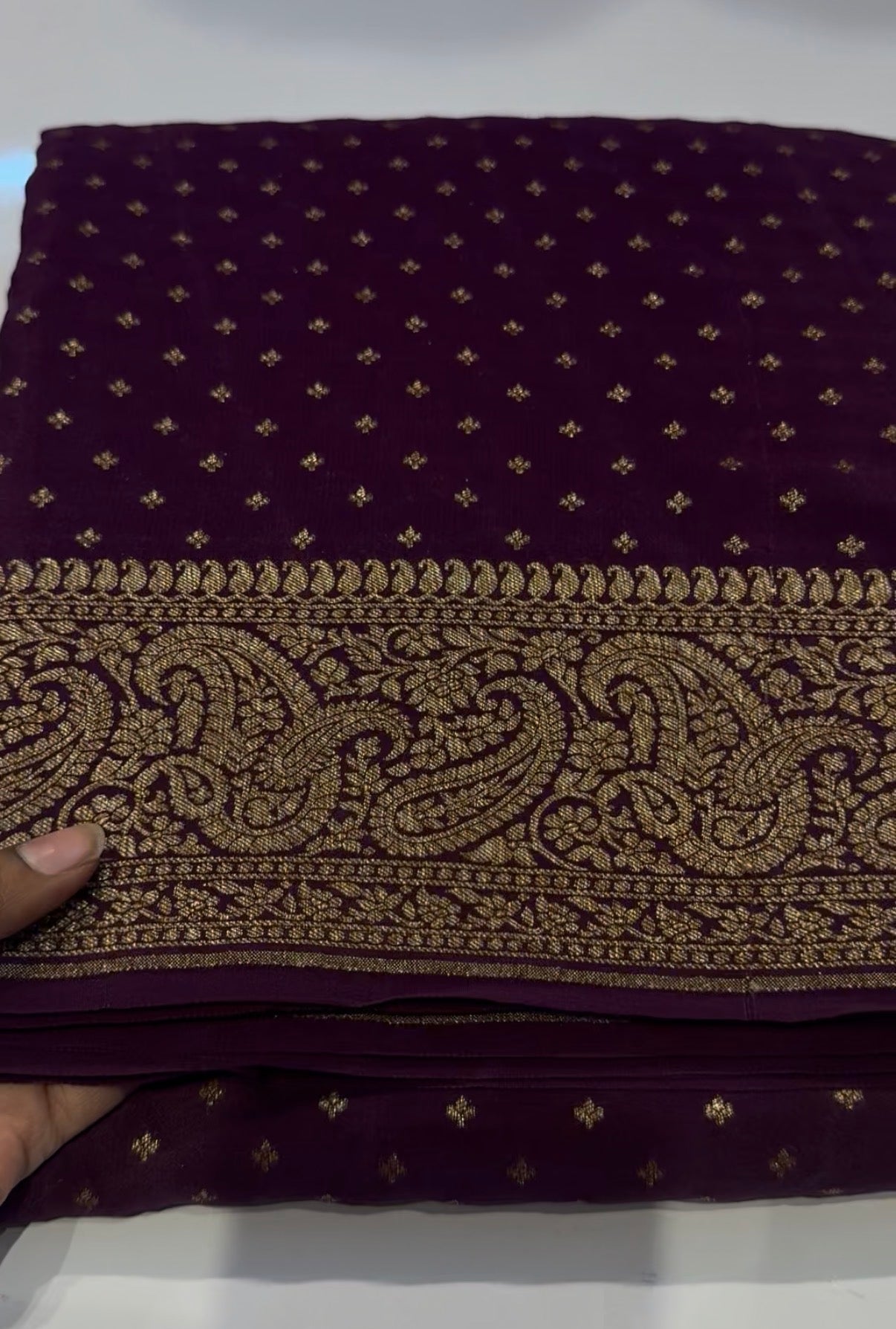 Brown pure crepe Banarasi saree(pure113)