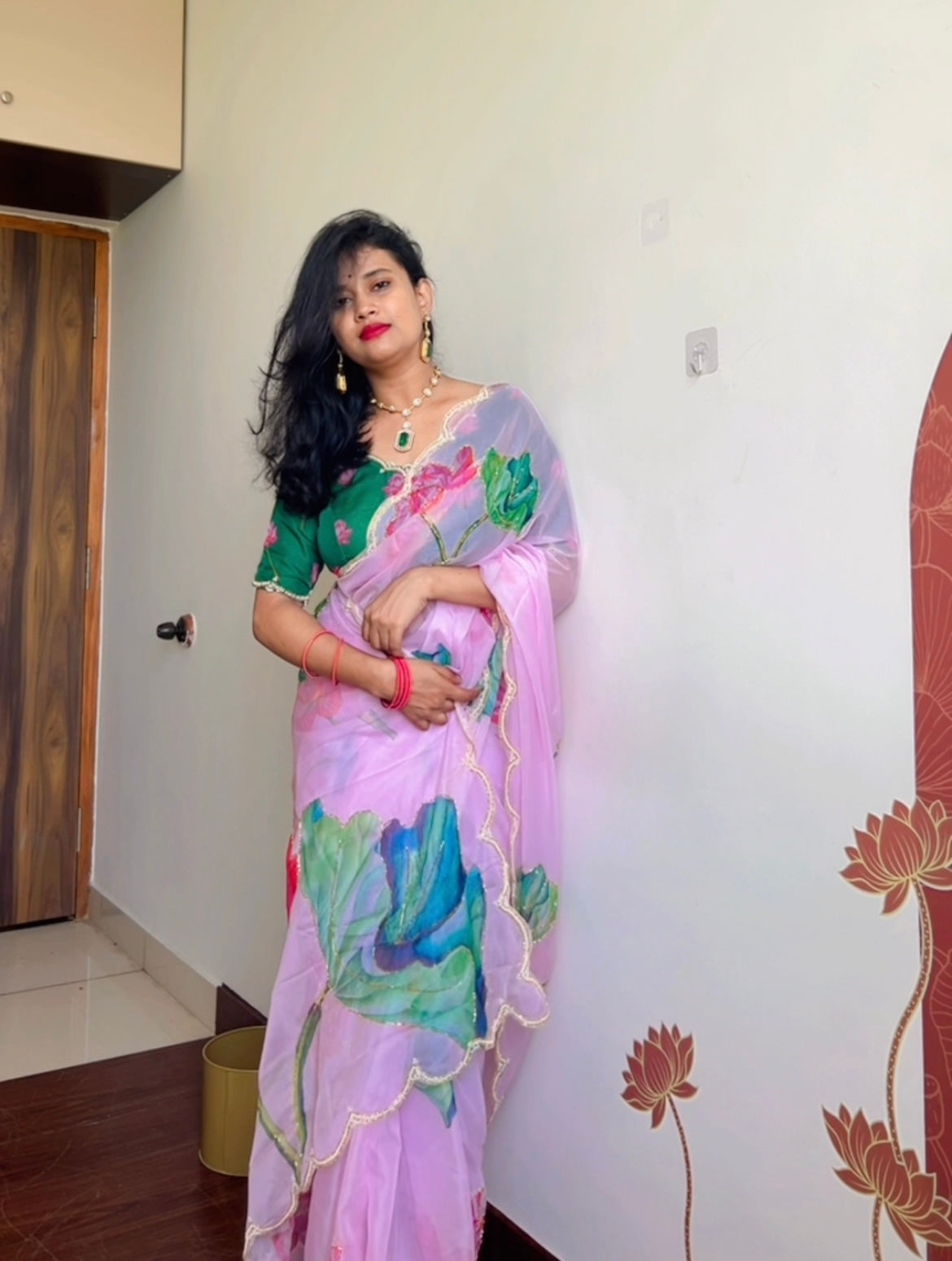 Satin organza saree