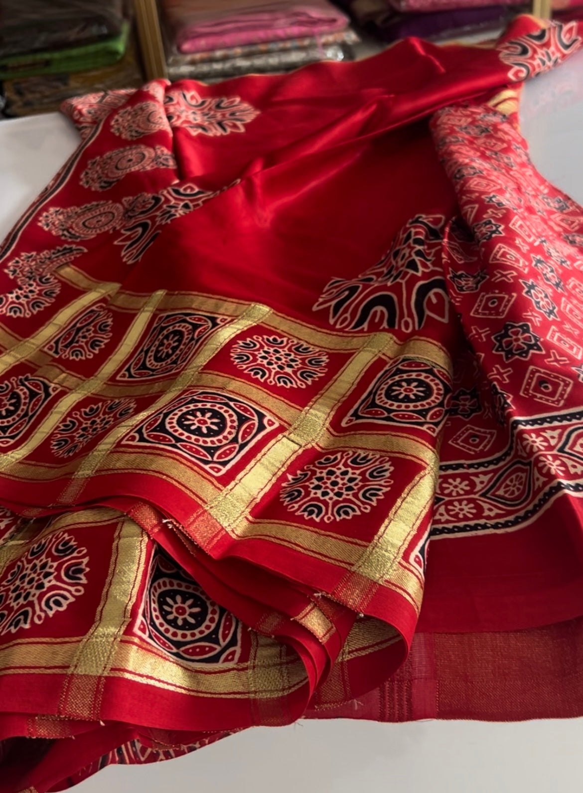 Red Pure modal silk saree