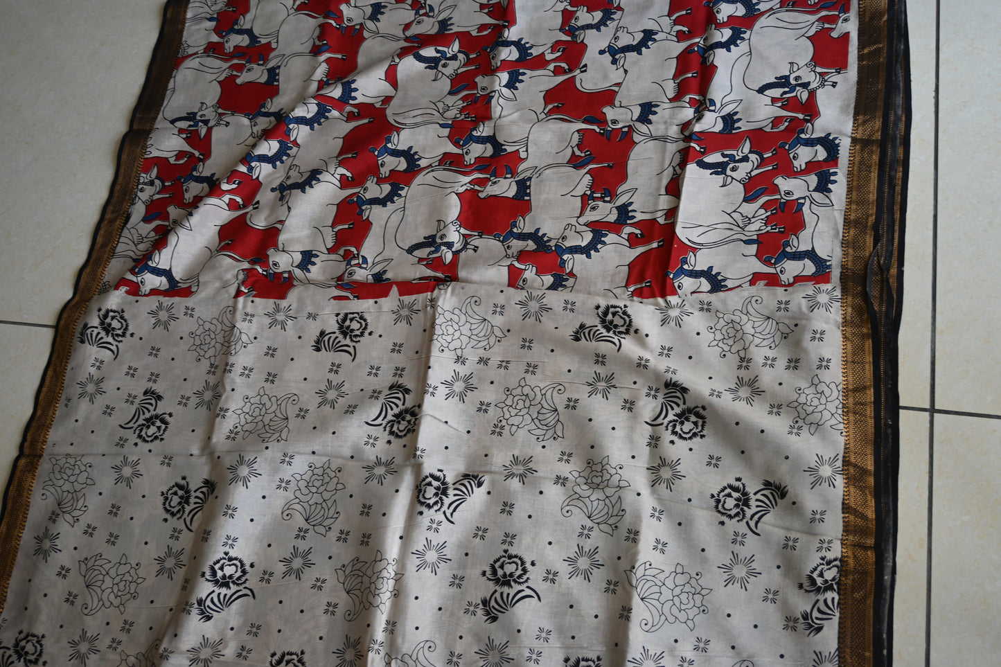 Kalamkari Chennur Silk Saree with Nizam Border