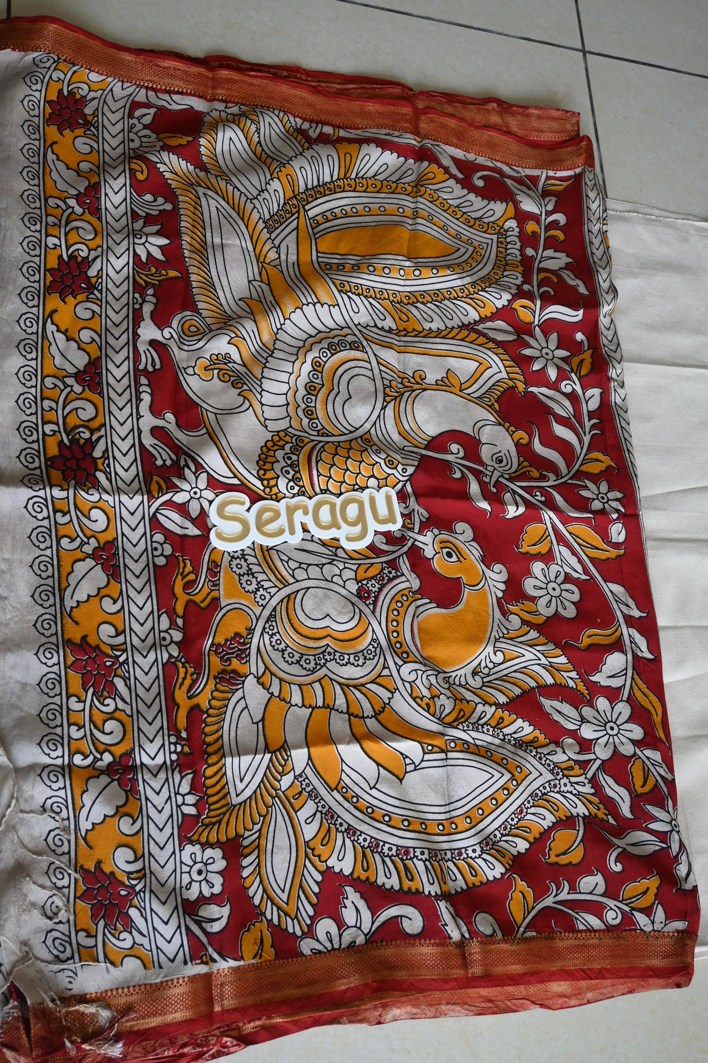 Kalamkari Chennur Silk saree with nizam border