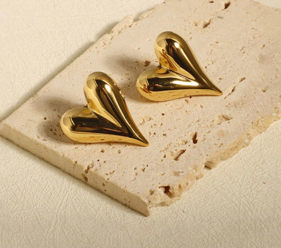 Anti Tarnish Heart Themed Earrings