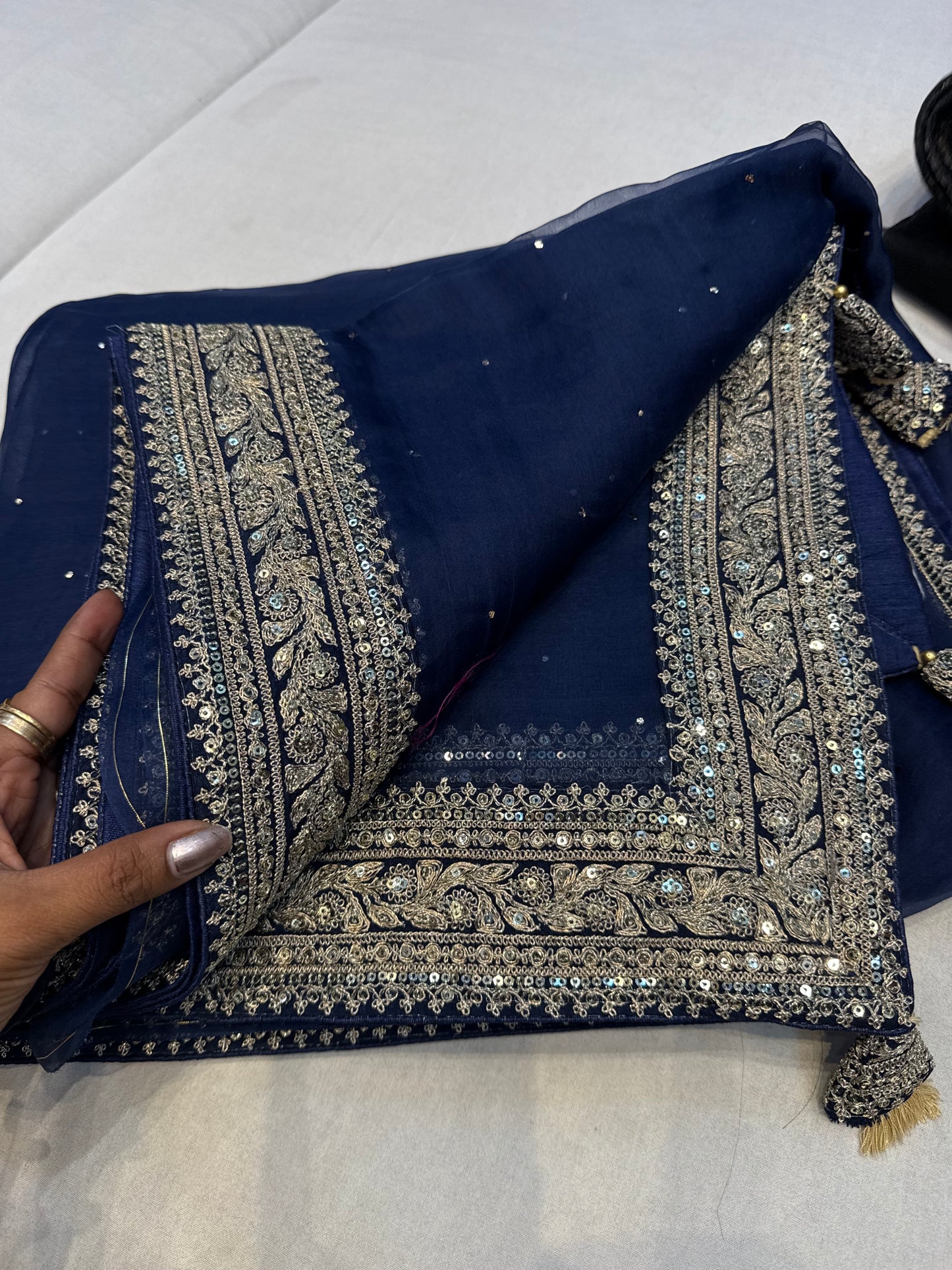 Navy Blue pure tissue Sabyasachi inspired saree