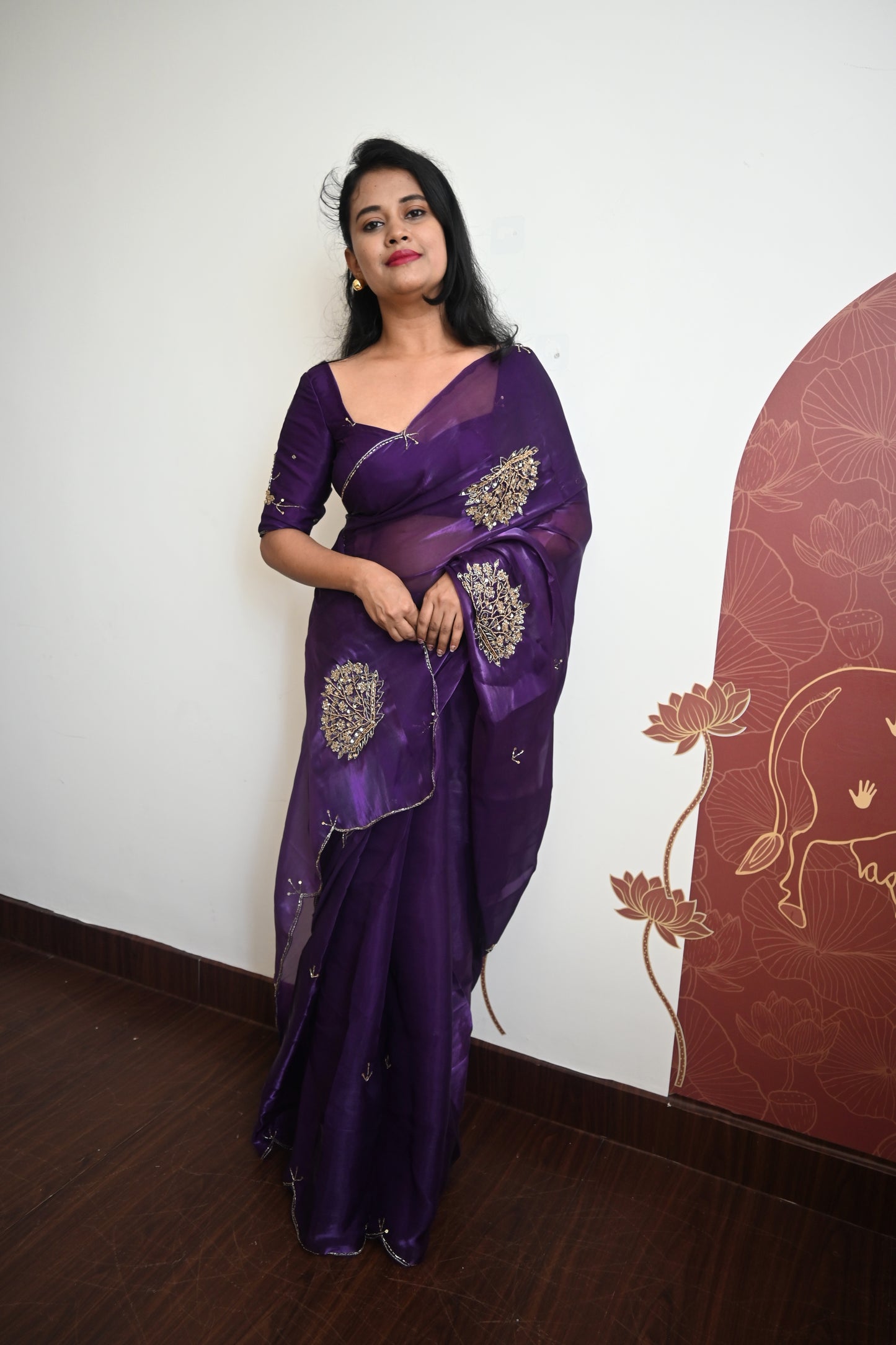 Designer hand work party wear saree