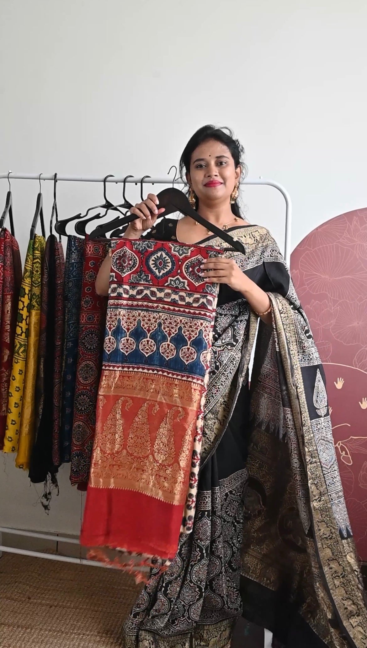 Ajrakh Dola Silk Saree